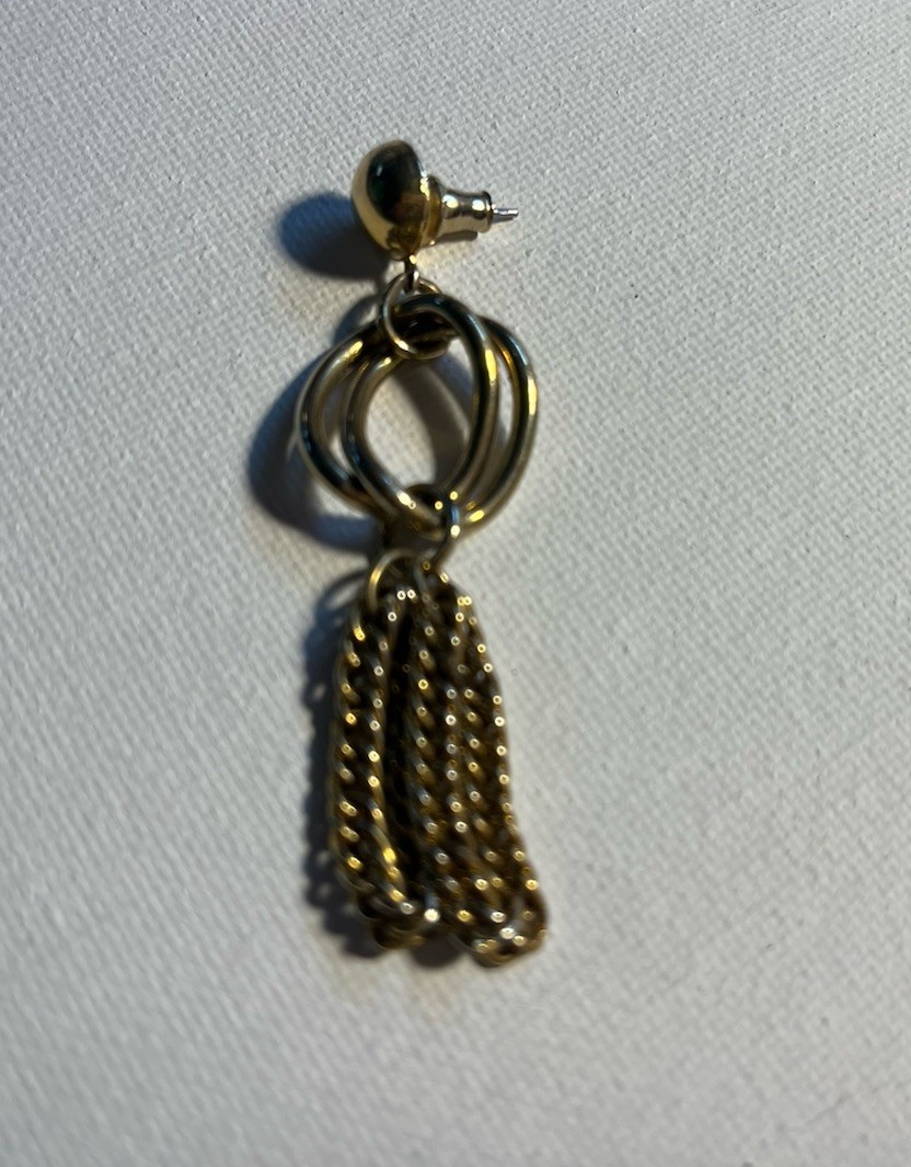 Tassel Chains Dangle Drop Stud Earrings Gold Tone Vintage Goth Retro Punk