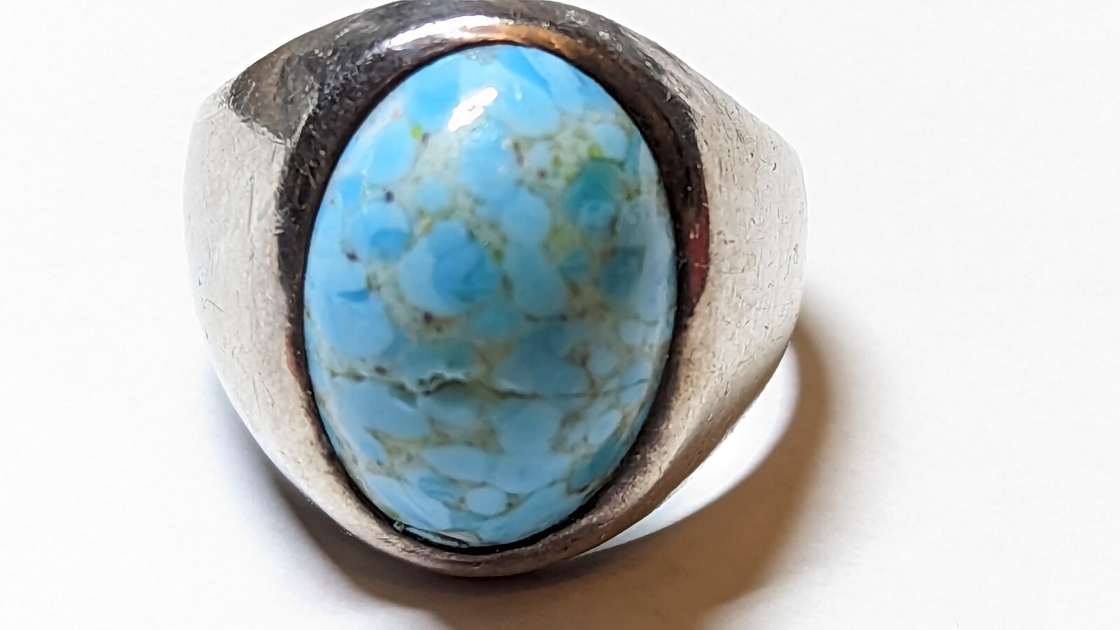VINTAGE BLUE STONE STERLING SILVER RING SIZE 11 SIGNED RCD 925 MEX