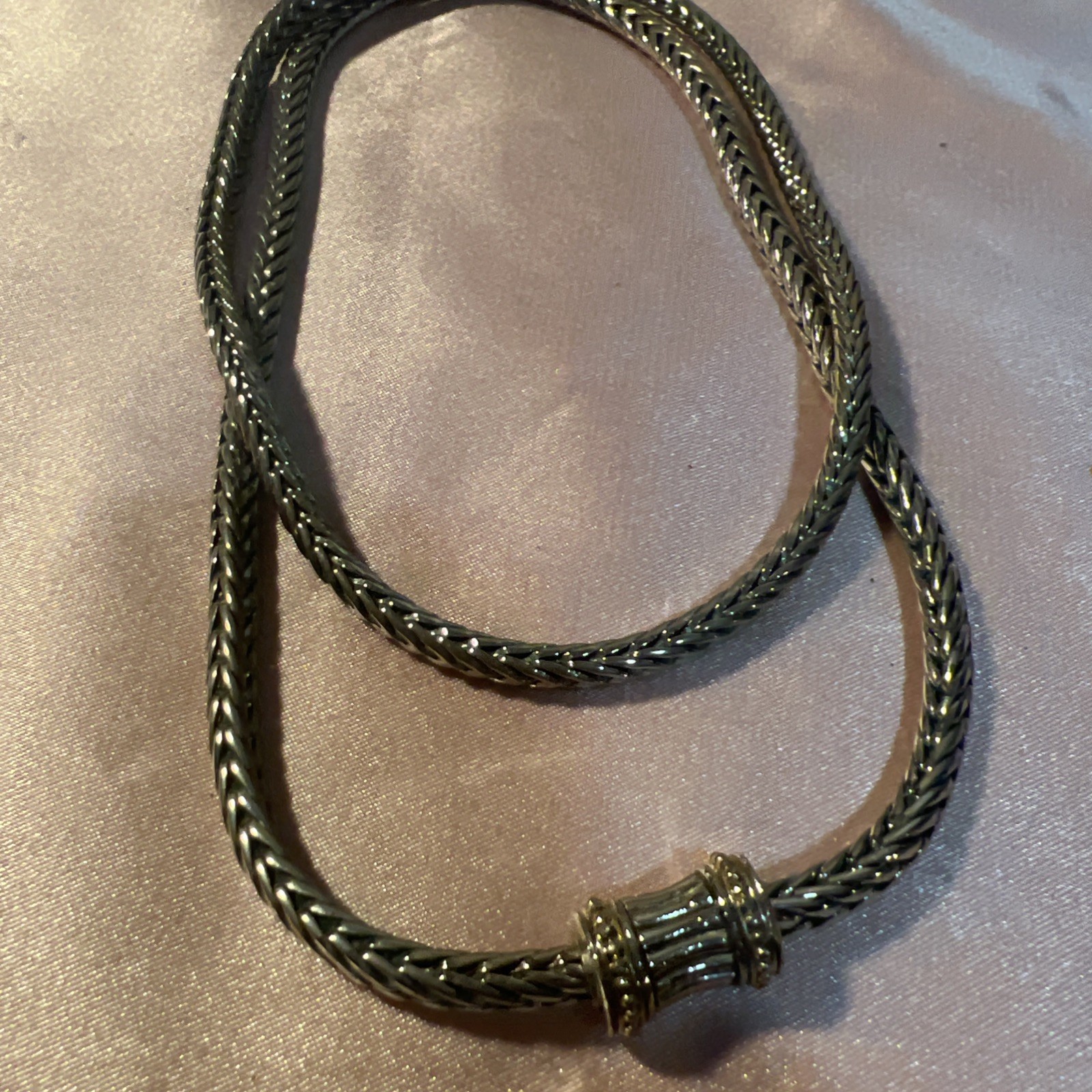 Vintage Silver Tone Thick Foxtail Chain Magnetic Clasp Necklace 23.5”
