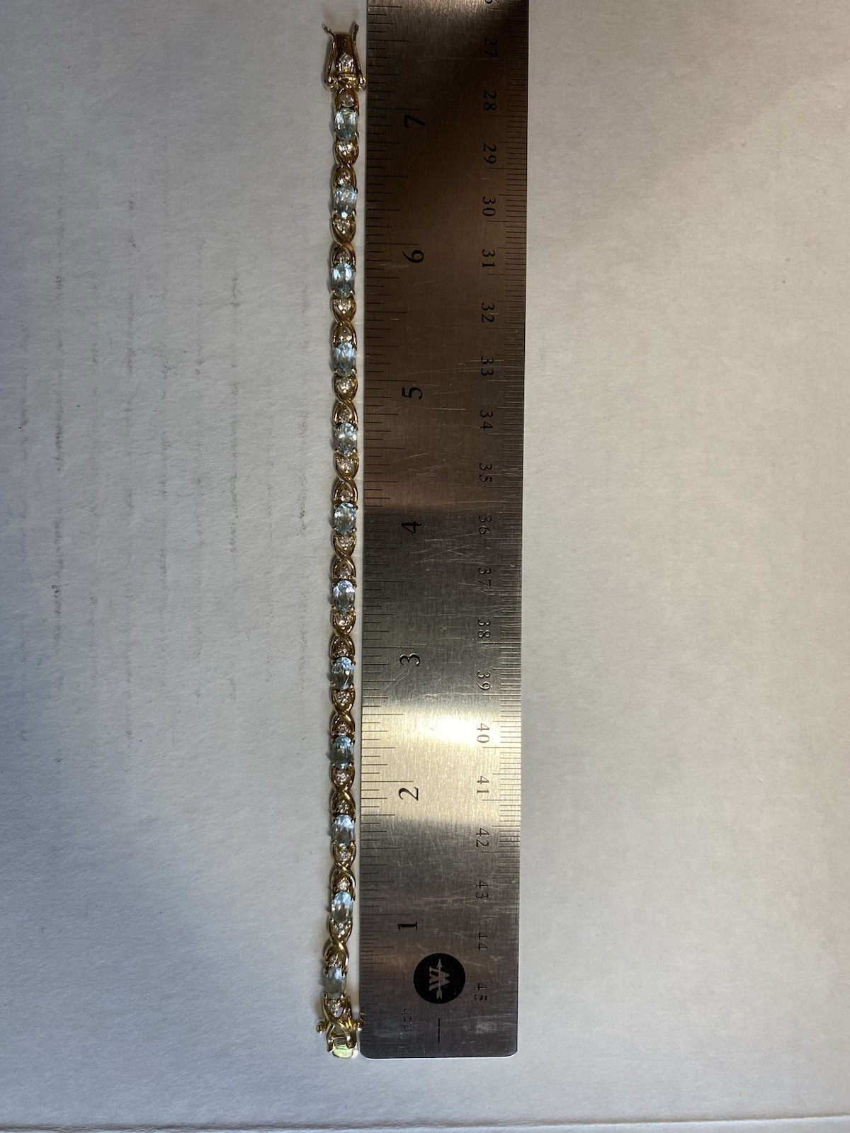Vintage DBJ Gold Vermeil 925 Silver Blue Topaz CZ Tennis Bracelet 7.25″ Long