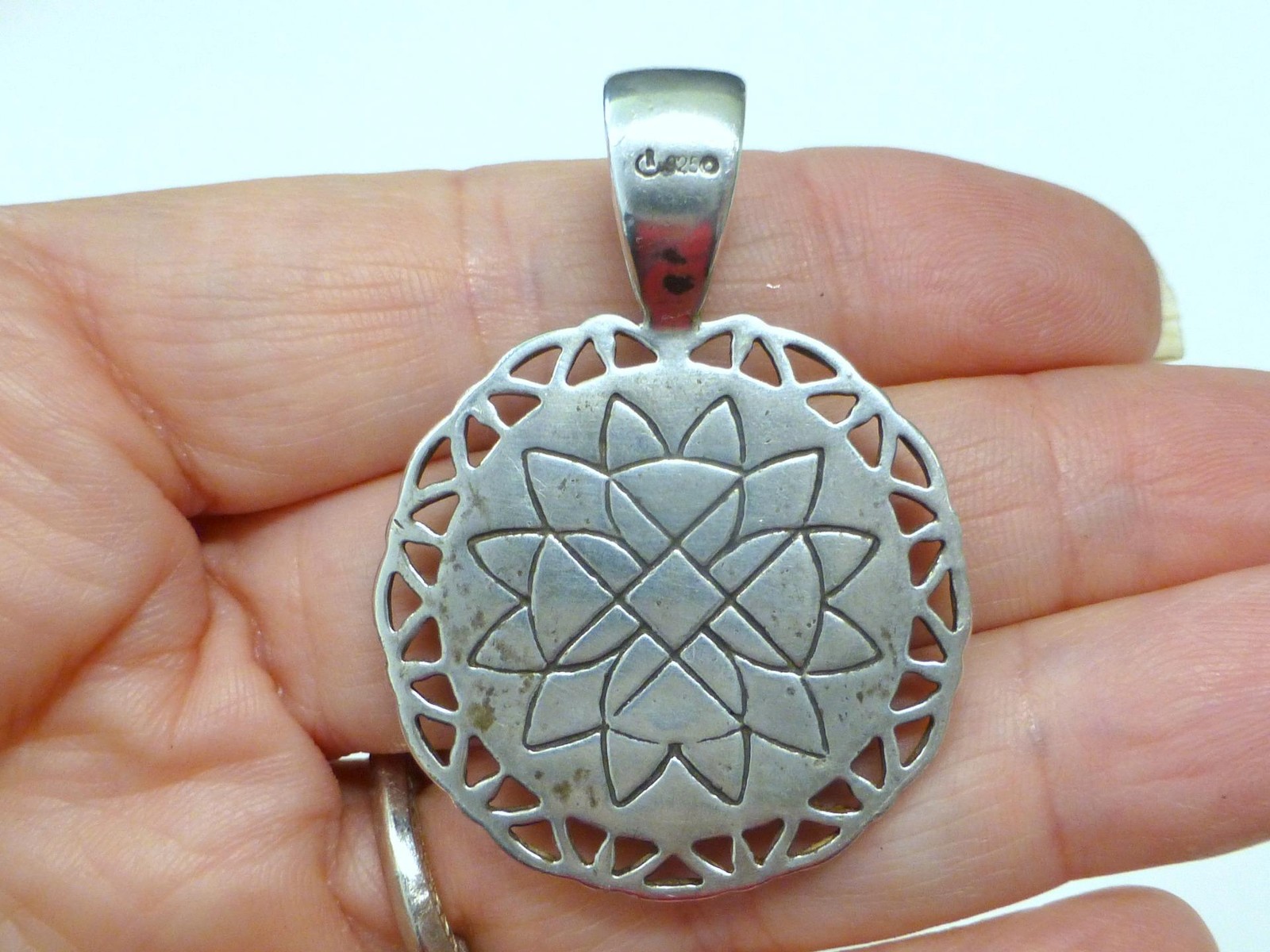 Carolyn Pollack Relios Enamel Sterling Silver Southwestern Pendant Necklace SW