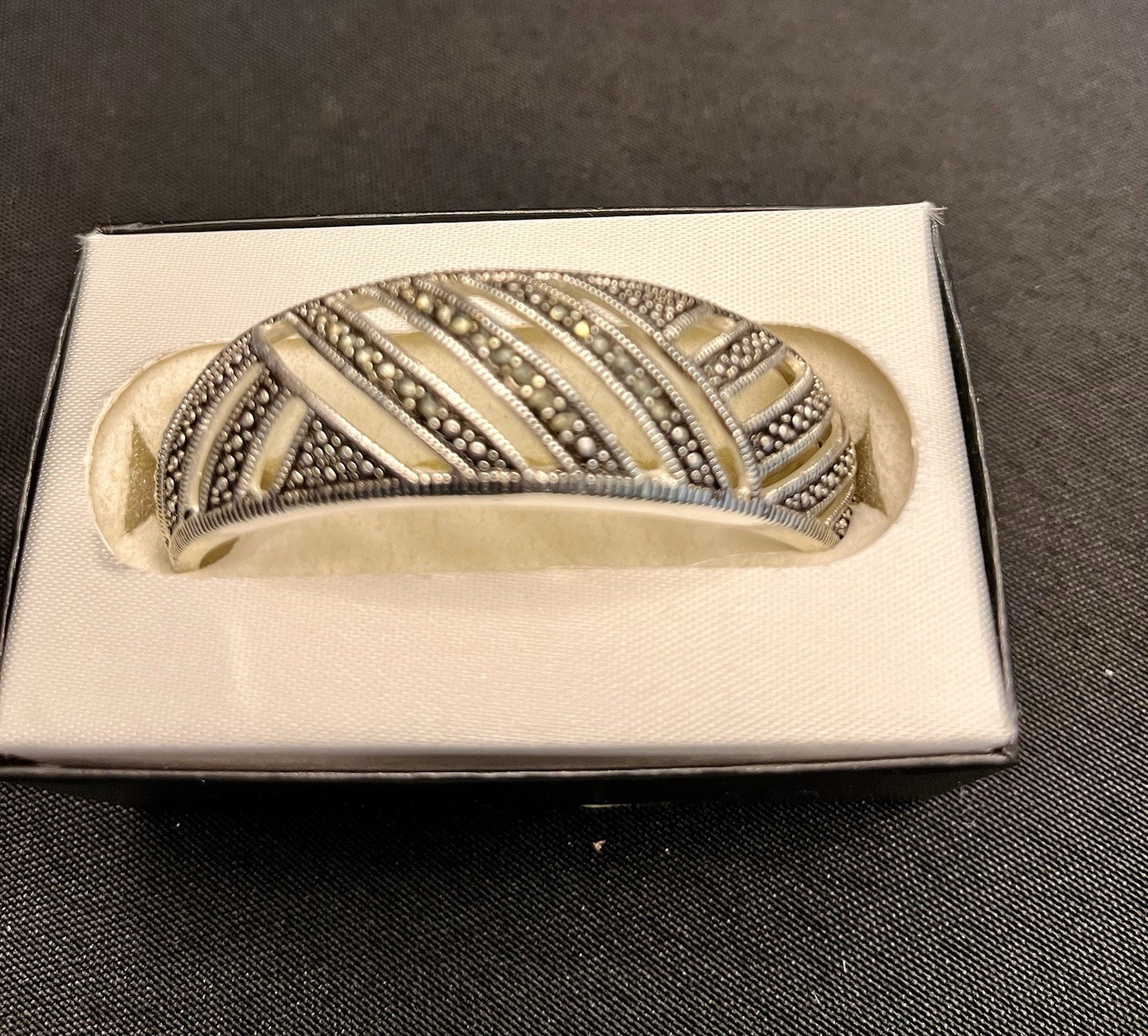 Marsala Marcasite Bracelet Silver Color Art Deco Geometric New In Box Cuff