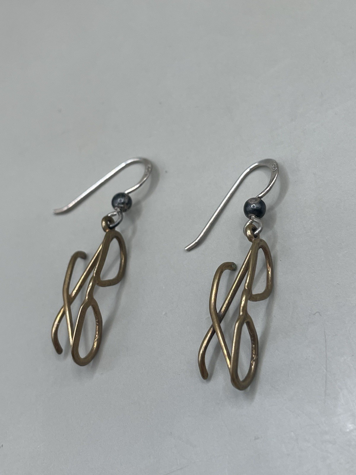 Mixed Metal Sterling Silver 925 Hook Sunglasses Glasses Dangle 1.3” Earrings