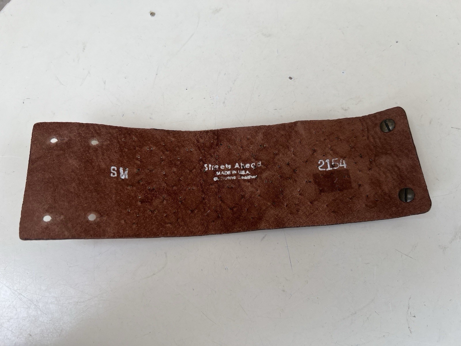 Vtg Cuff Bracelet Leather Rustic Rhinestone Metal S/M Streets Ahead