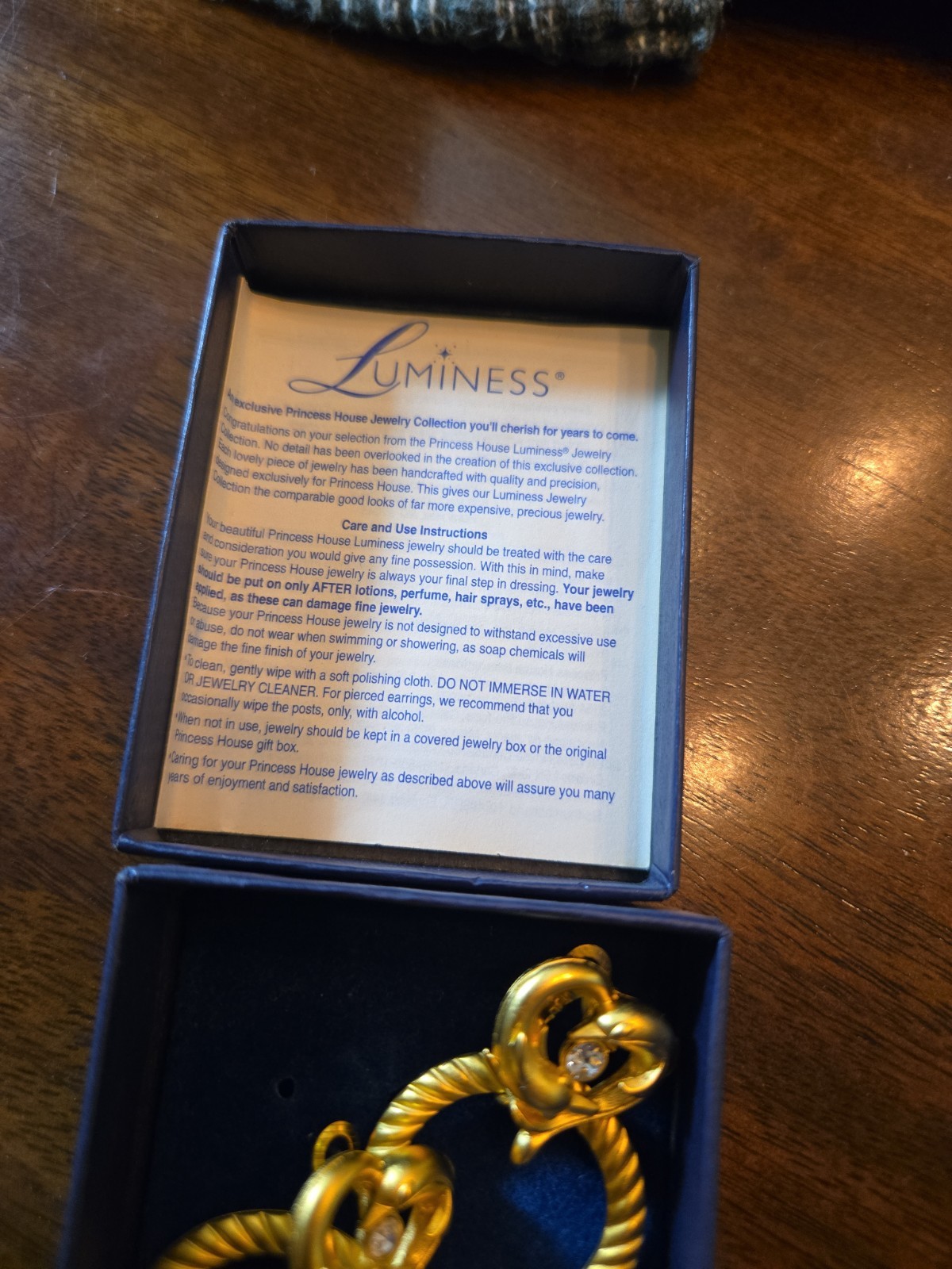 Luminess Princess House Door Knocker Earrings Gold Dolphin Heart Crystal Vintage