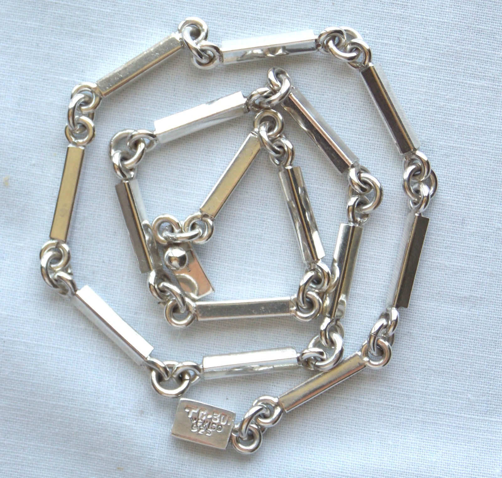 Vintage Mexico Signed TC-301 Bar Link Chain Necklace 36g 925 Sterling Silver 17″