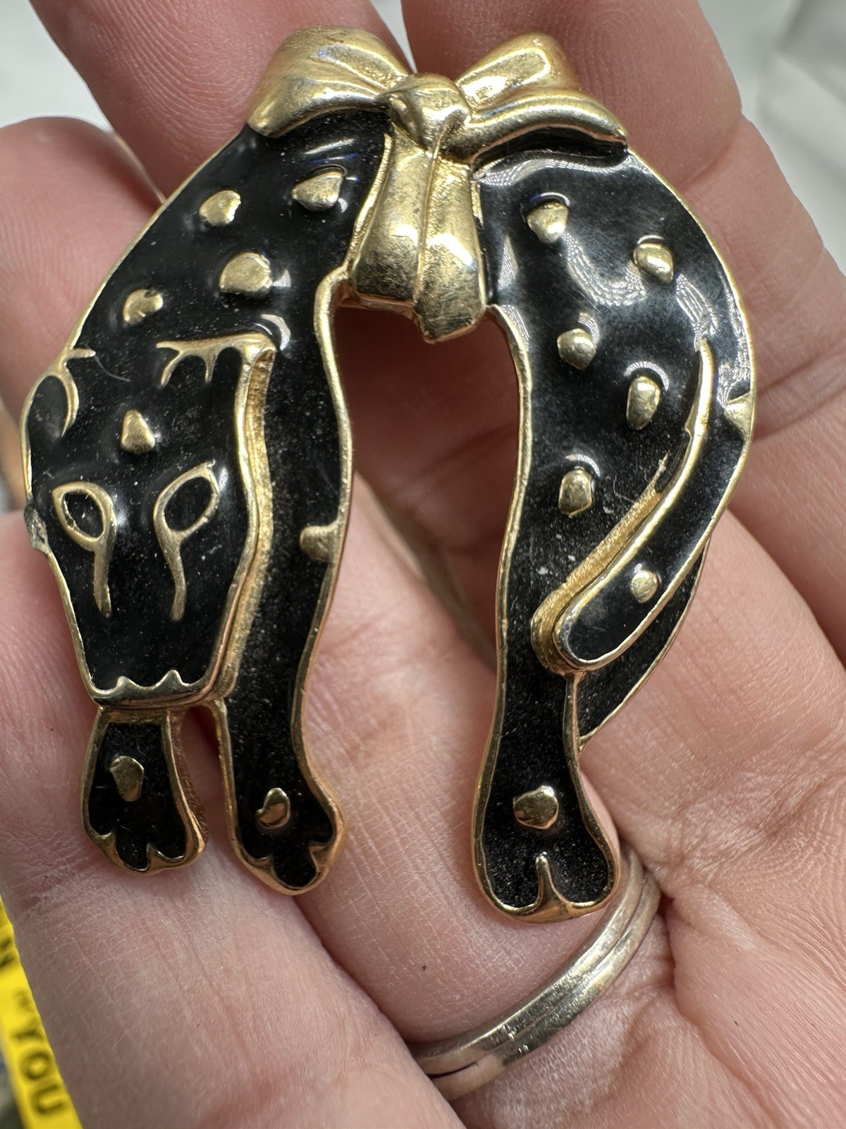 Vintage TRIFARI Enamel Black Panther Cat Feline Lion Brooch Pin Statement Safari