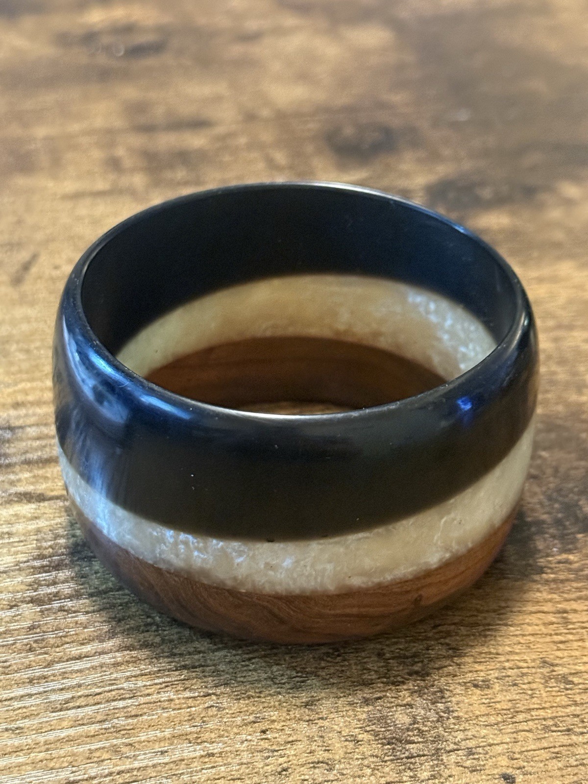 Vintage Lucite And Wood Bangle Bracelet