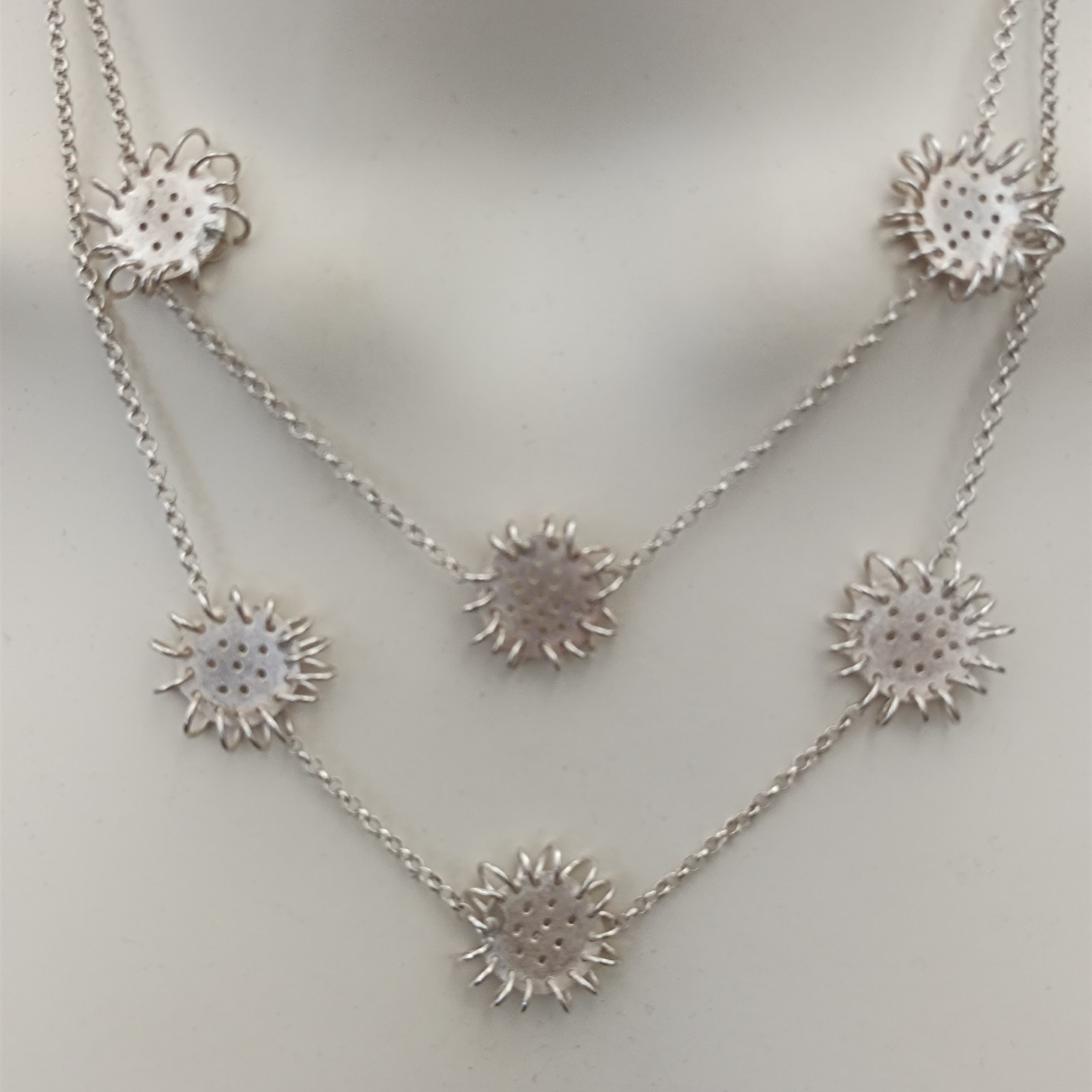 Artisan Sterling Silver Layered Necklace Modernist Freeform Statement VTG OOAK