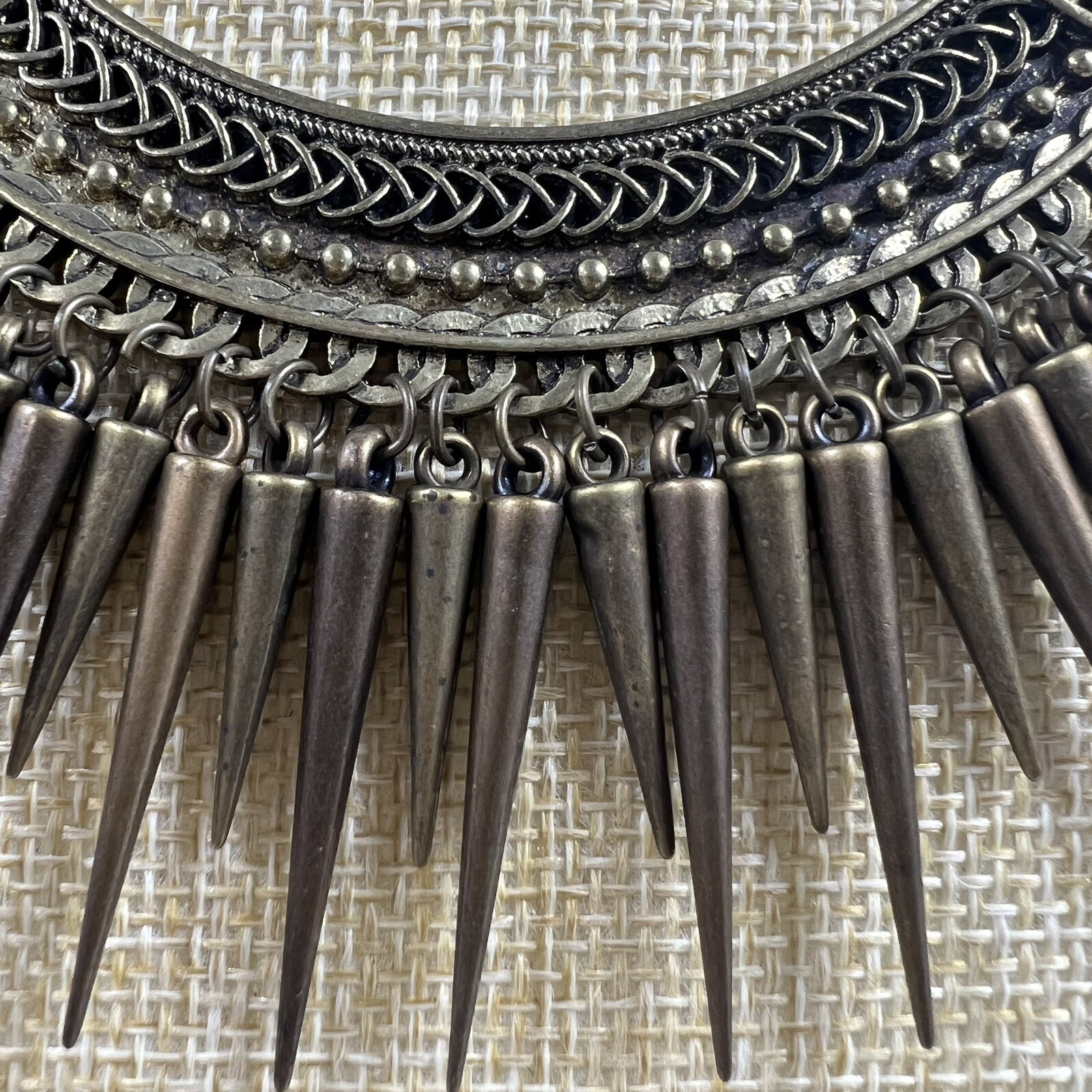 Bronze Tone Fringe Bib Necklace adjustable