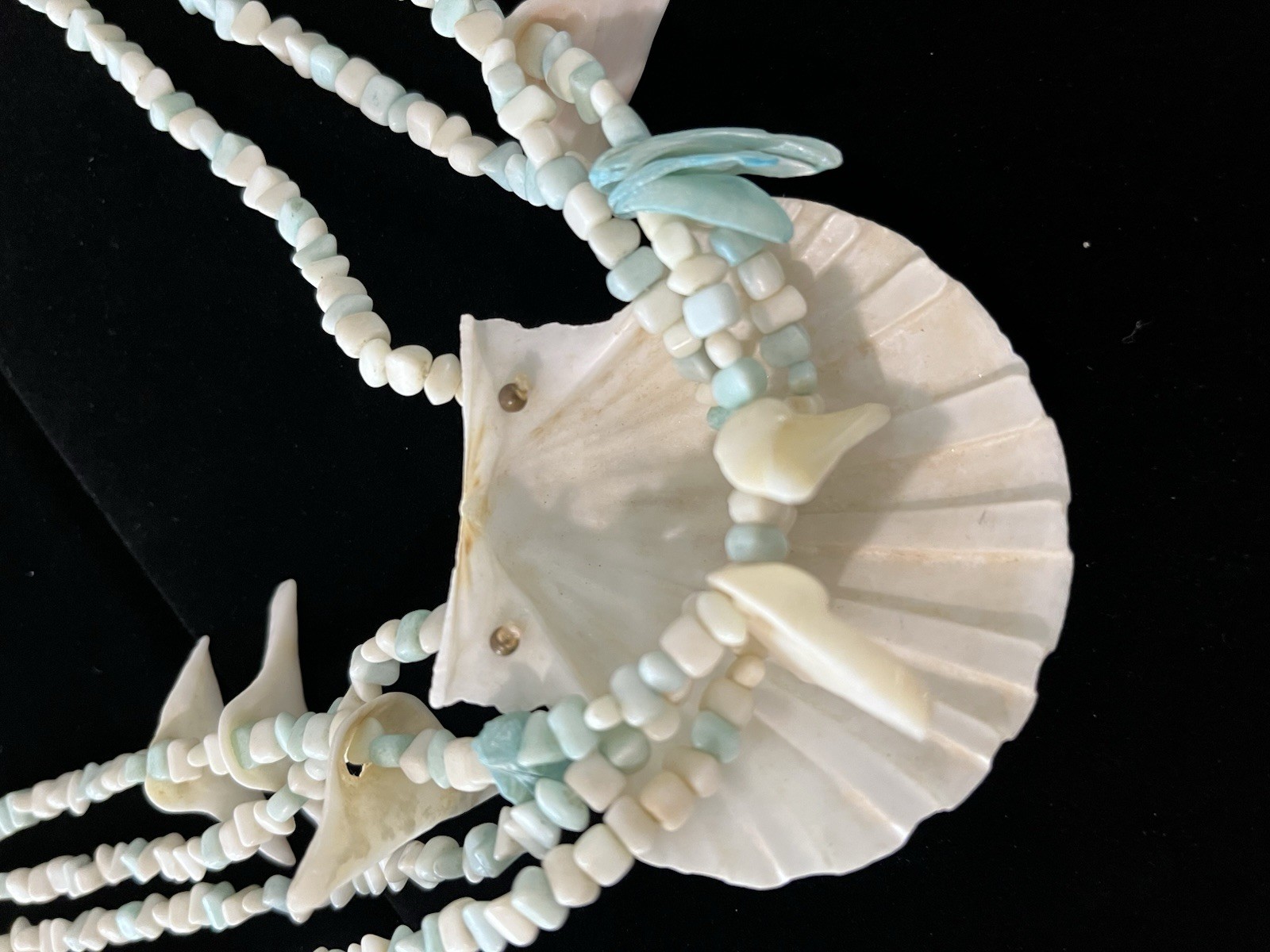 Beaded Faux Shell Statement Necklace