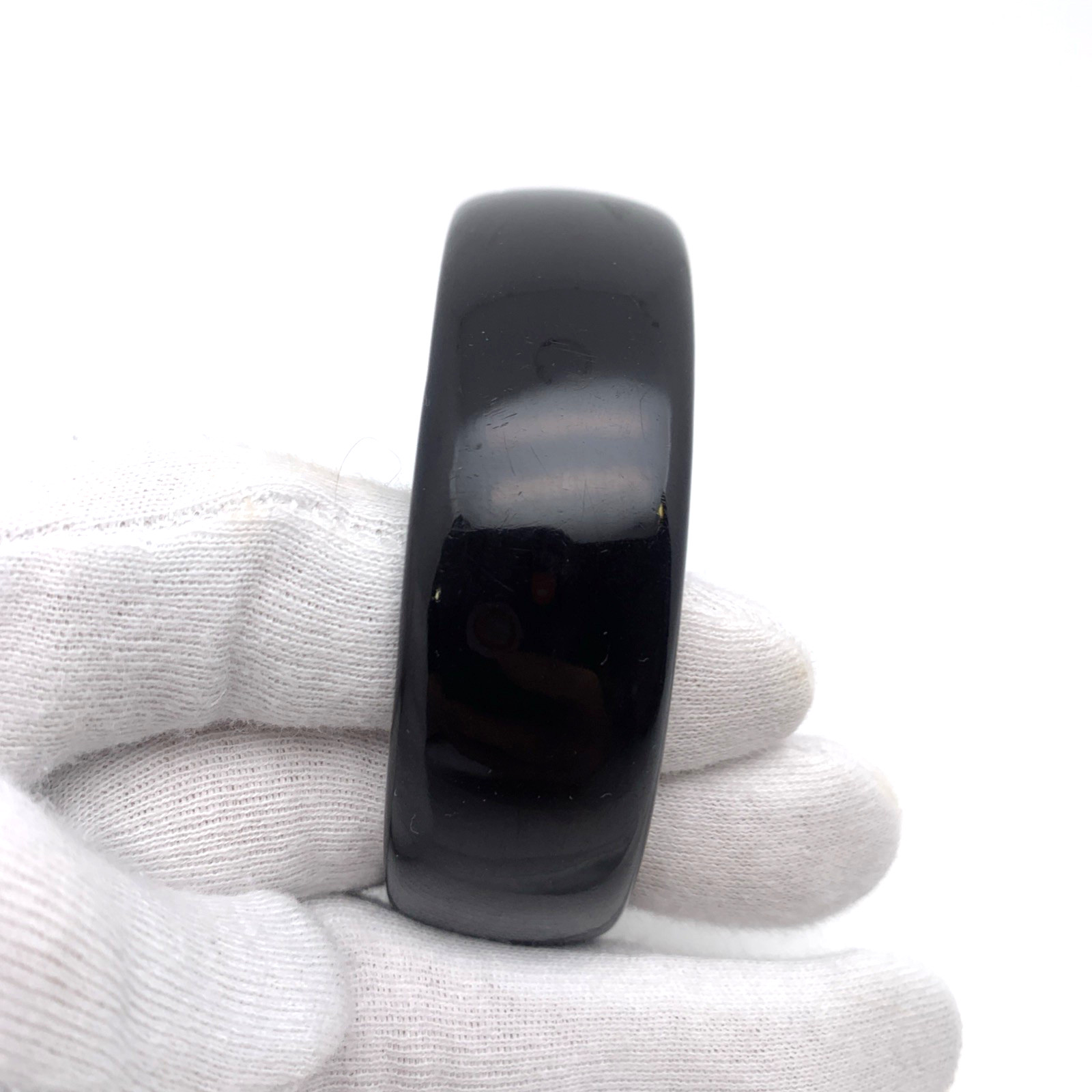 Vintage 21 mm Wide BAKELITE 7-7/8″ Bangle Bracelet Shiny Black TESTED