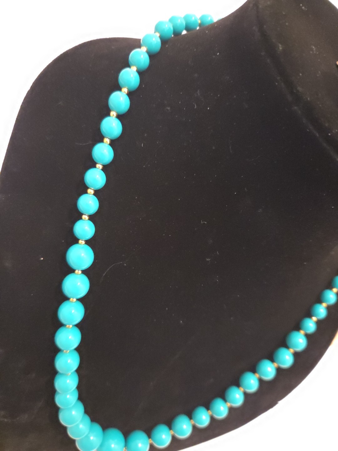 Vintage Boho Teal And Gold Tone Beaded Necklace With Matching Clip-On Earrings!