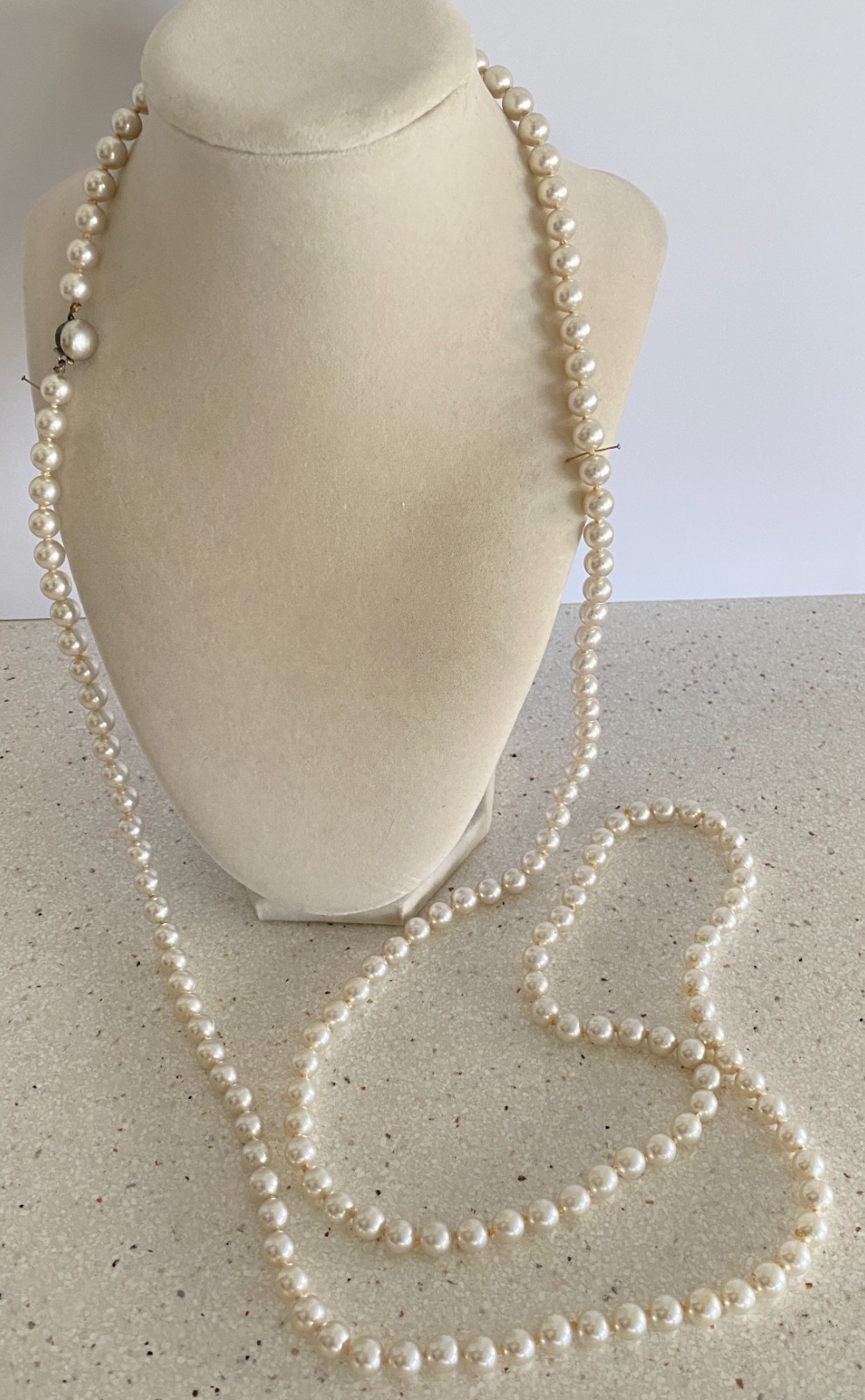 Lot of 4 Vintage Faux Pearl Necklace Strand Lariat 56″ 54″ 48″ 36″