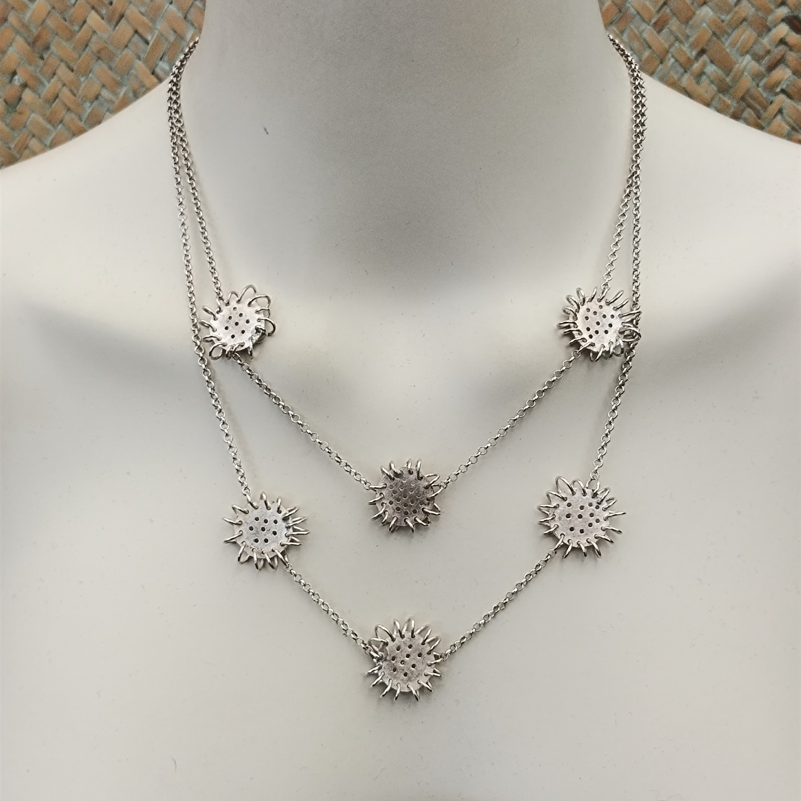 Artisan Sterling Silver Layered Necklace Modernist Freeform Statement VTG OOAK