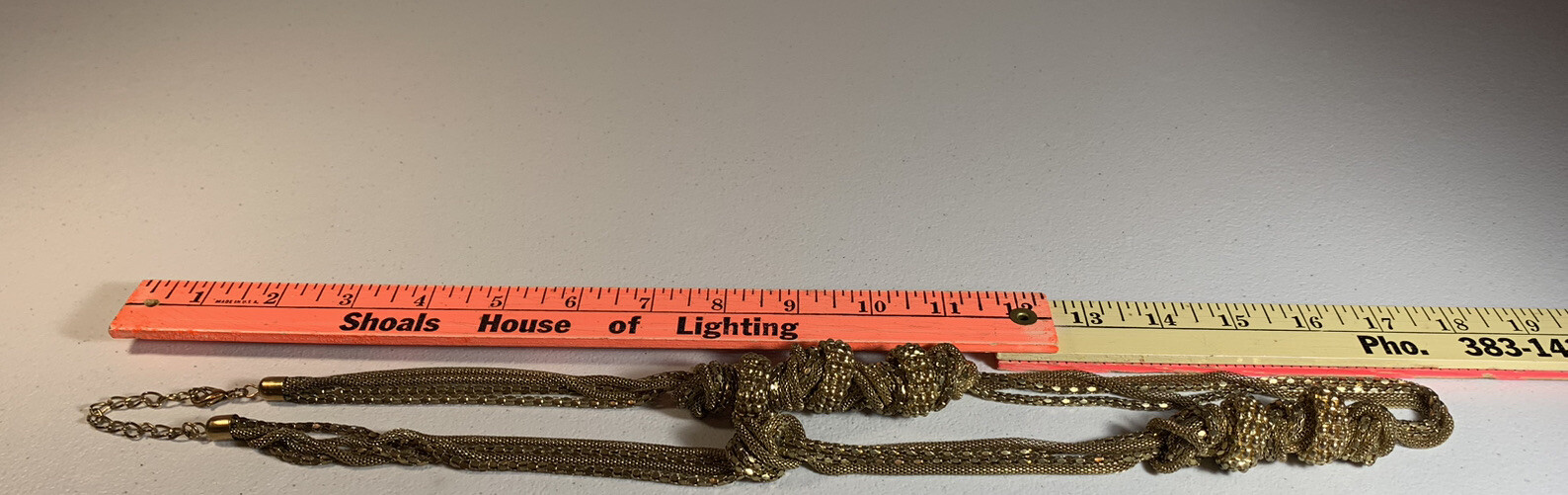 VTG 17” GOLD MESH CHAIN NECKLACE GOLD KNOTS PARTY EVERYDAY COSTUMES