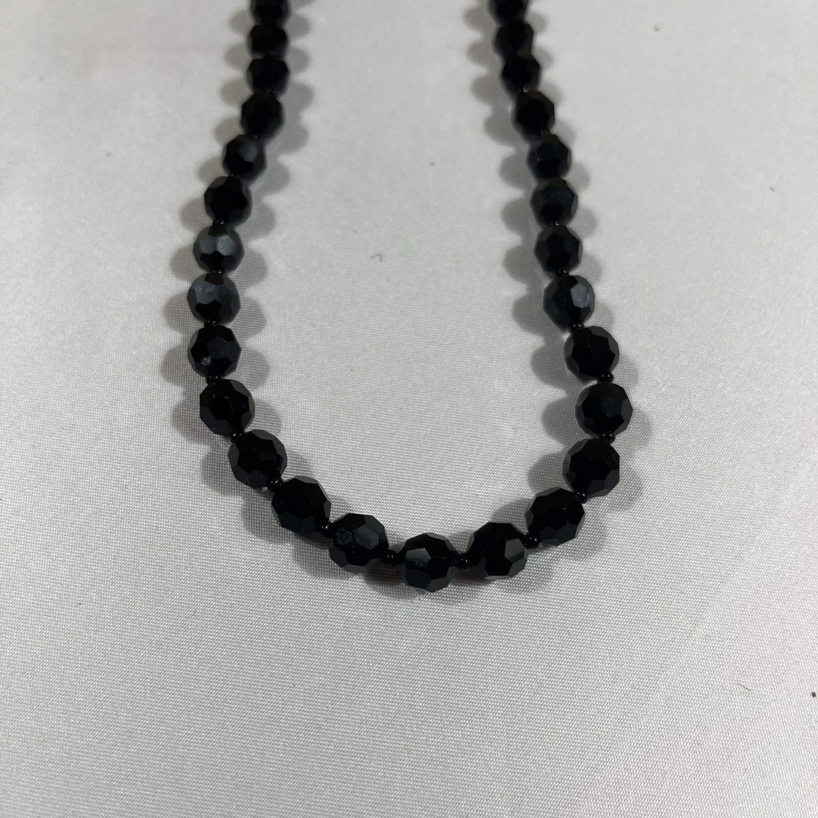 Vintage Black Faceted Glass Beaded Necklace Choker Whimsygoth Goth 24 Inch