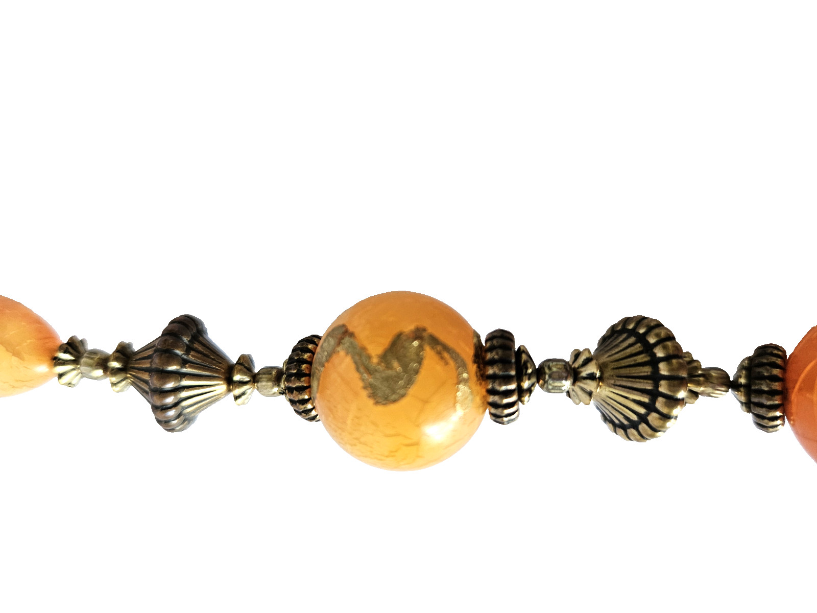 VINTAGE Art Deco Venetian Acrylic Beaded Honey Amber Gold Necklace 24″