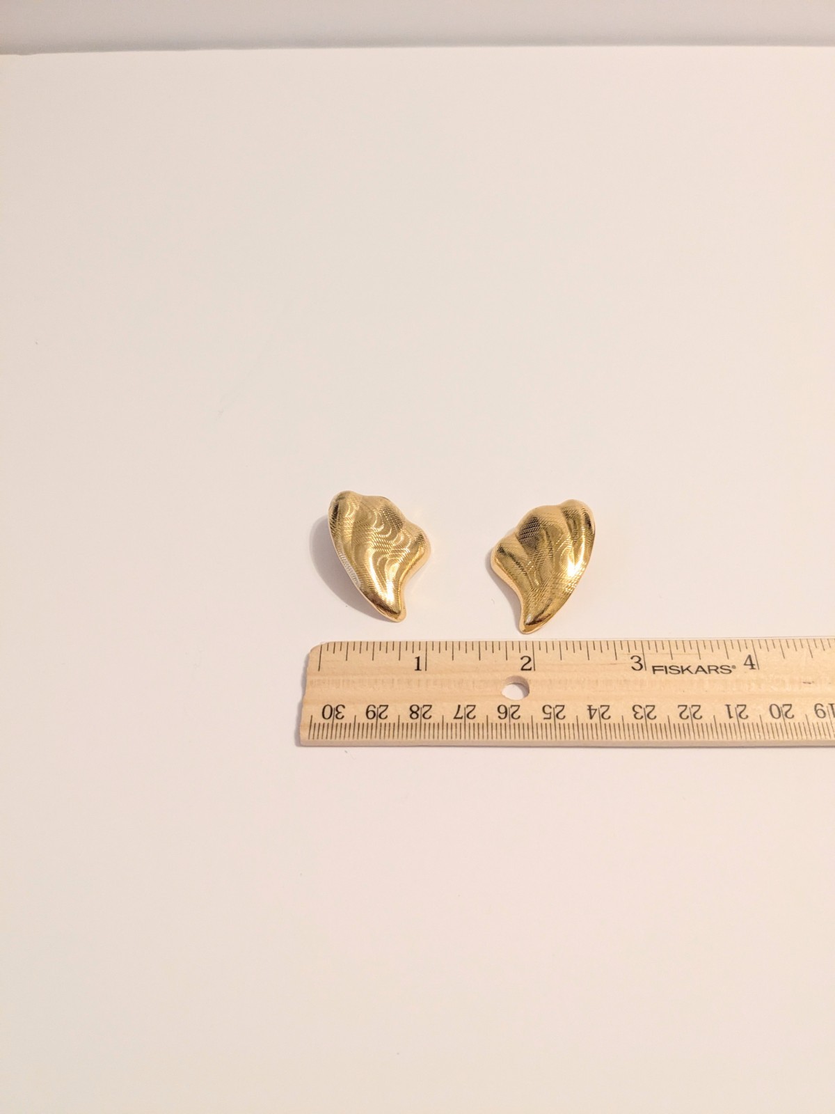 Vintage AVON Gold Tone Textured Wave Shaped Stud Drop Earrings 1 3/4″.