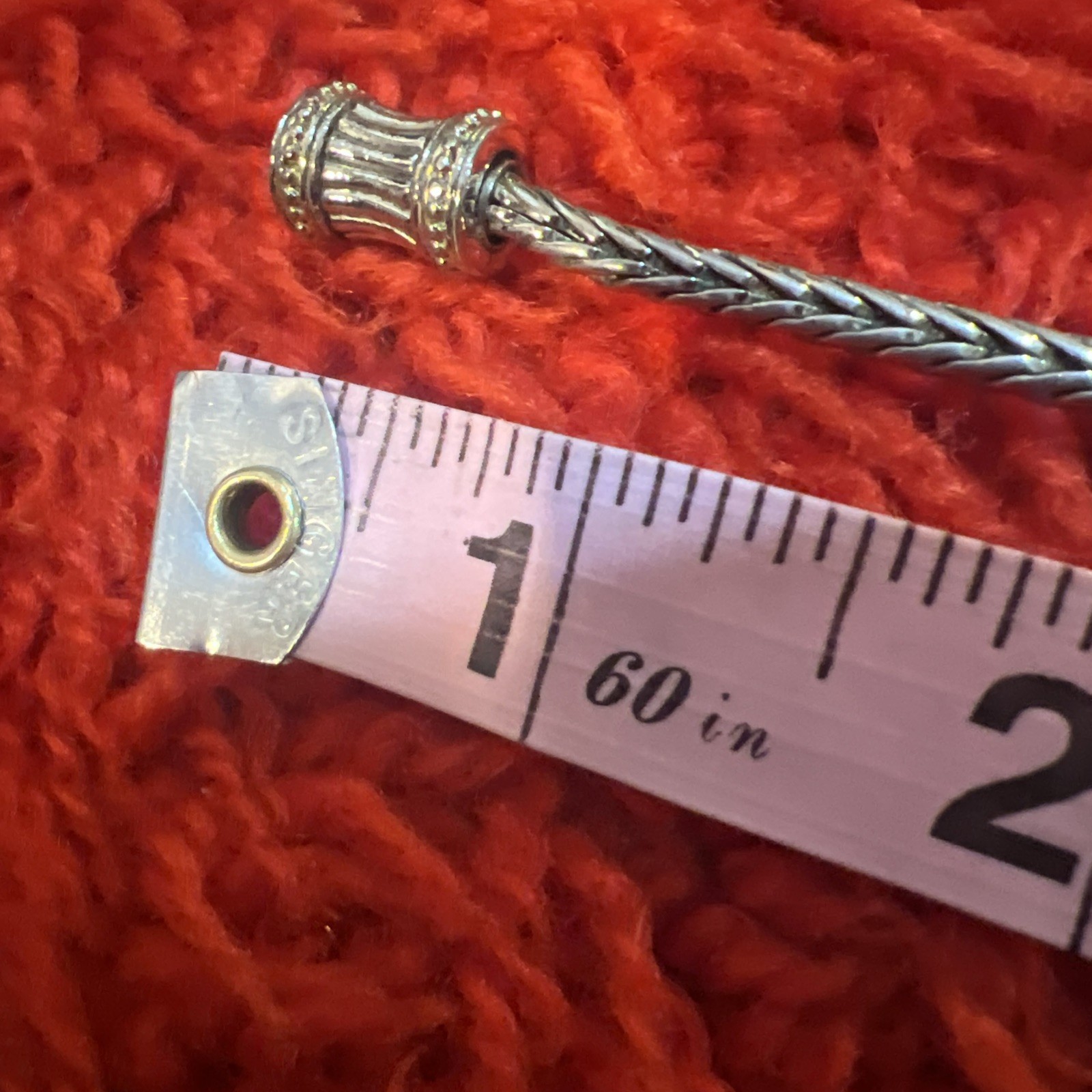 Vintage Silver Tone Thick Foxtail Chain Magnetic Clasp Necklace 23.5”