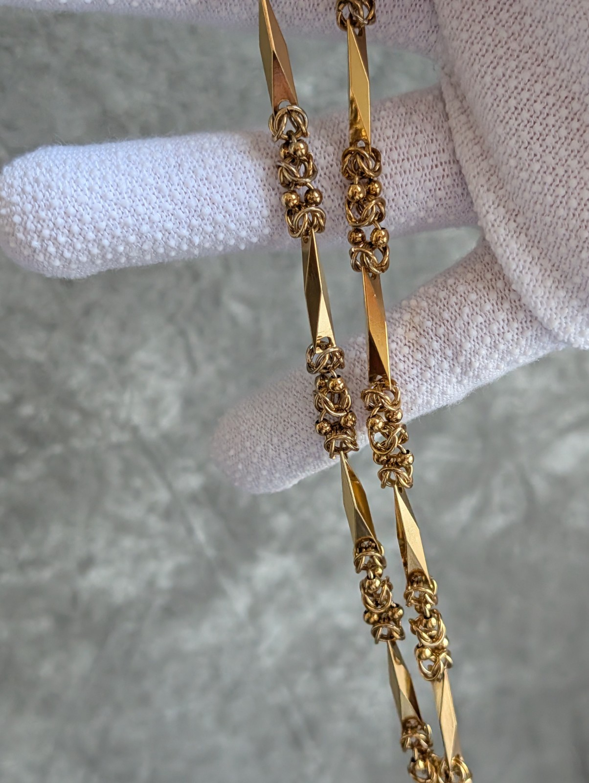 Vintage Givenchy Byzantine Link Bar Station Necklace Gold-Tone 17″