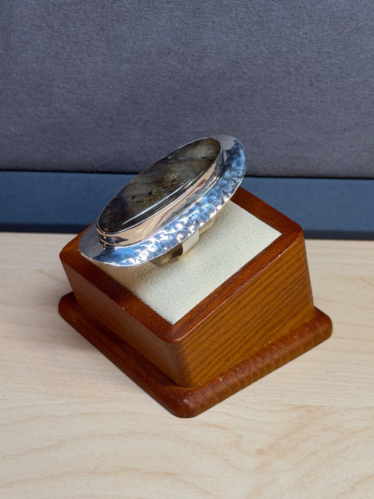 DOMINIQUE DINOUART DDD Mexico 925 Silver Labradorite Elongated Ring Sz 7.25 NEW
