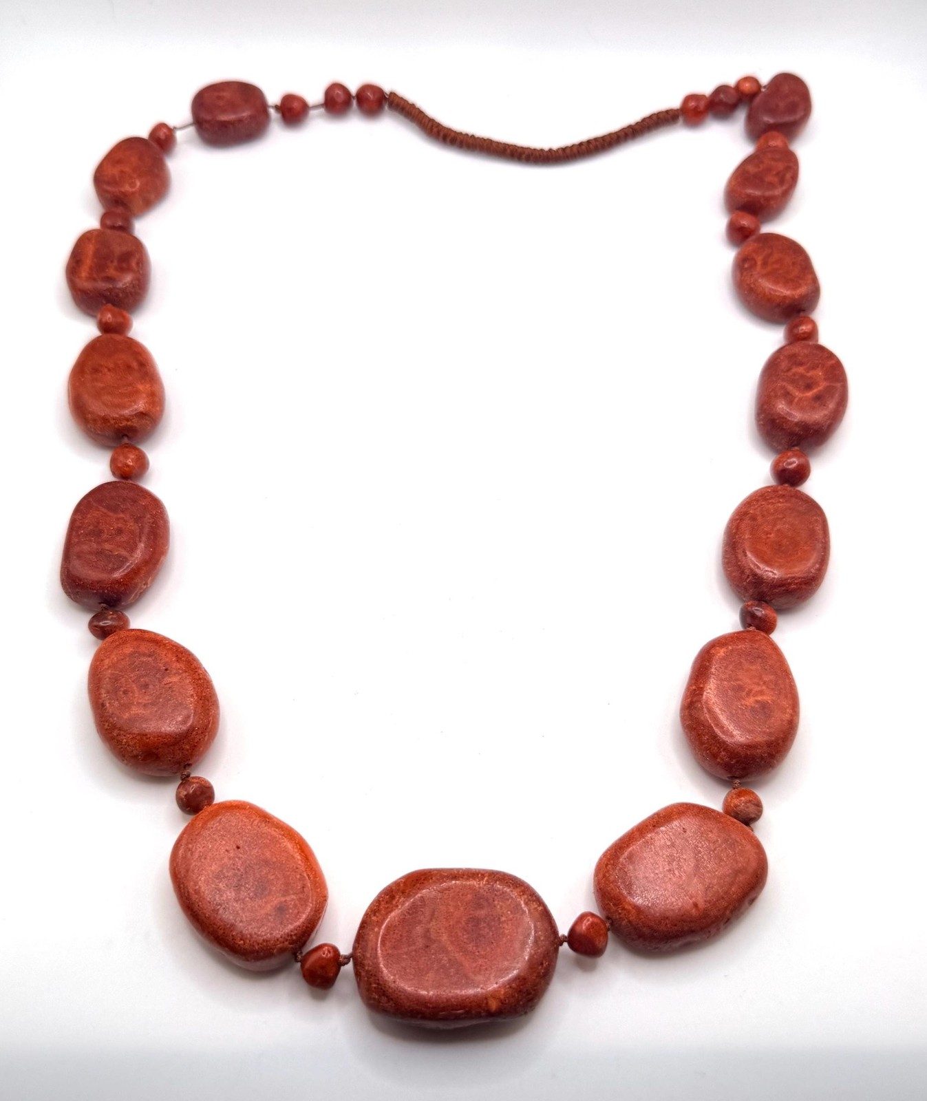 Vintage heavy large red sponge coral beaded necklace