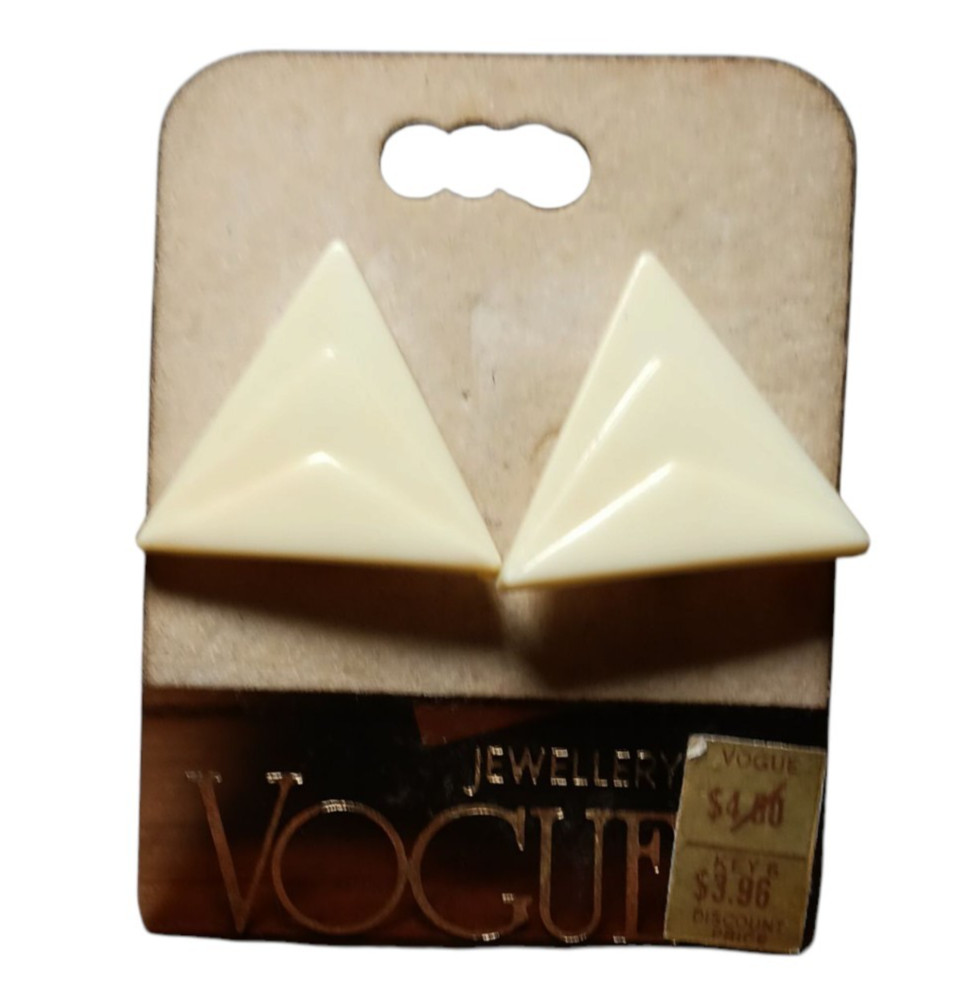 Vogue Art Deco Triangle Celluloid Earrings Clip On Hollywood Regency