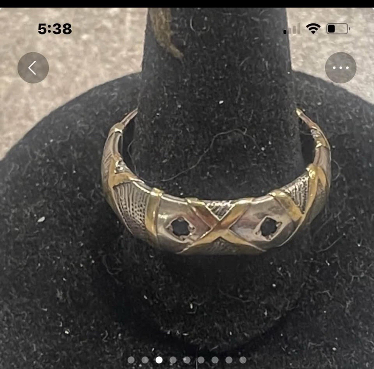 Vintage Hand Crafted 18kt and Sterling Sapphire Ring 8 3/4