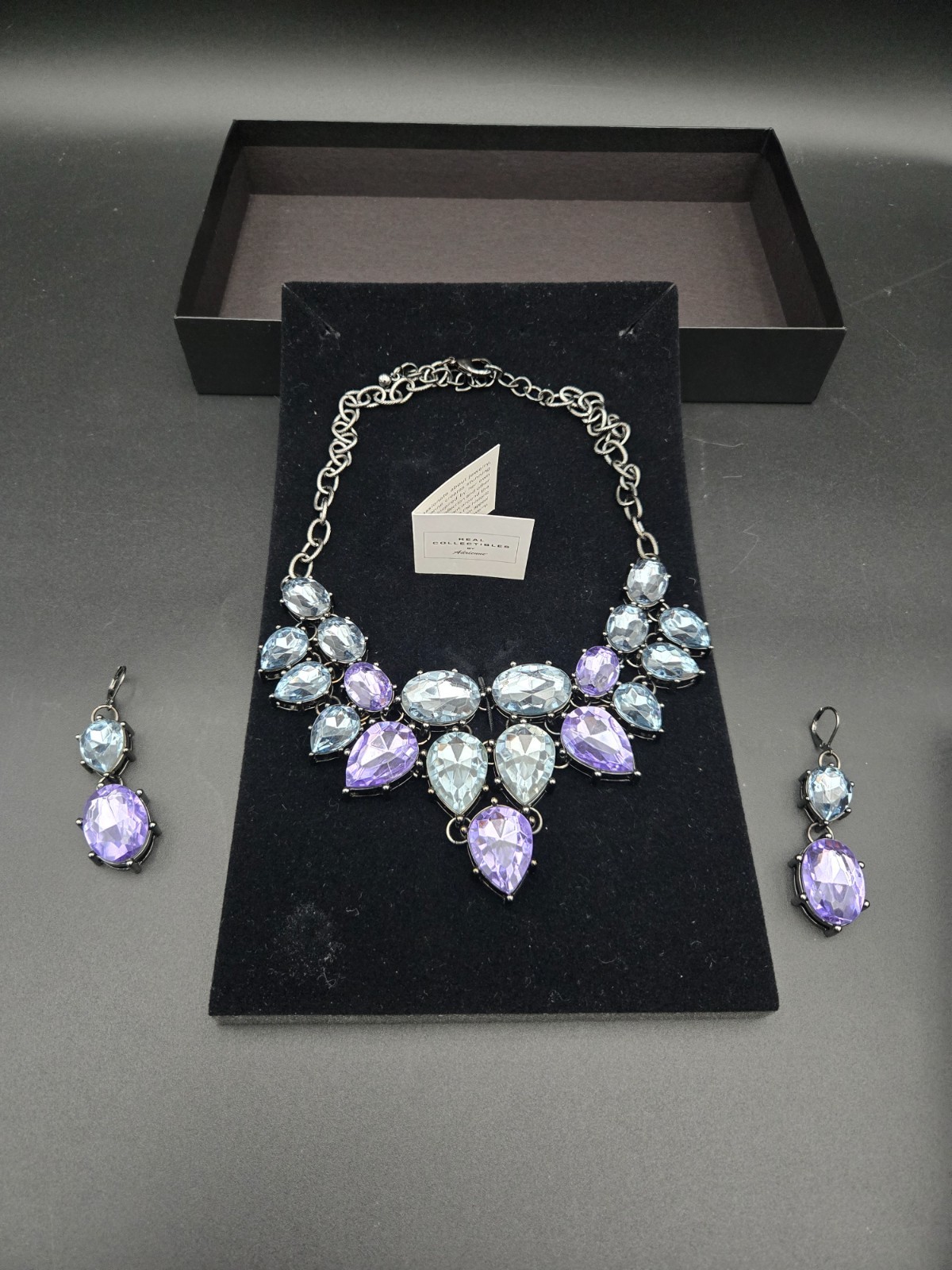 Stunning Blue Purple Faceted Necklace & Earrings Real Collectibles by Adrienne