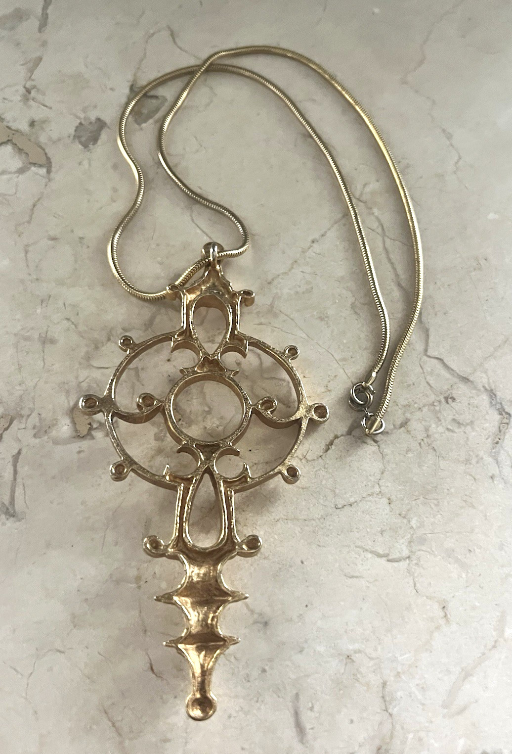 Vintage Arabesque Moroccan Lantern Fitting Pendant Alva Museum Replica Necklace
