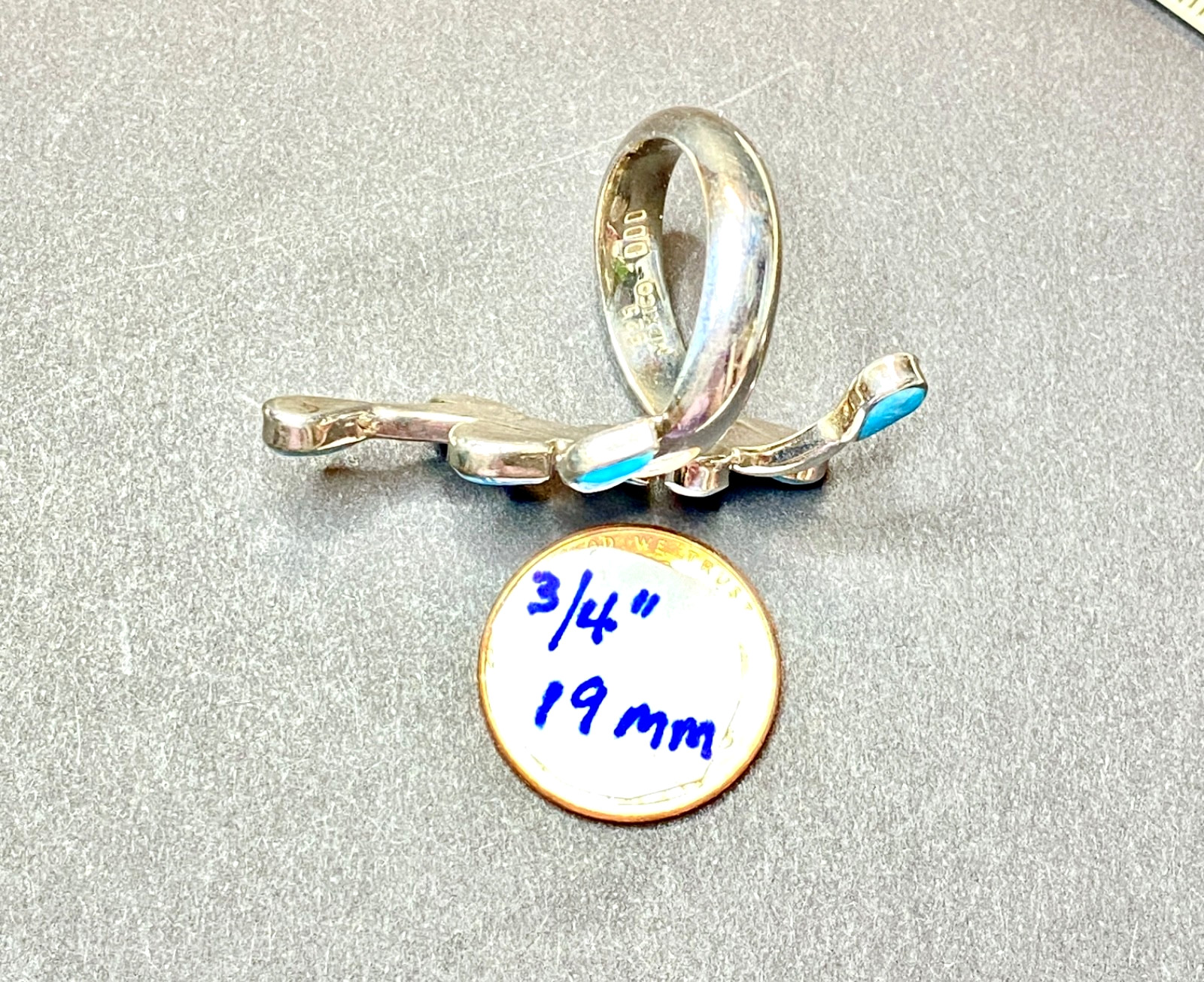Vintage Sterling Silver Turquoise Dominique Dinouart Bypass Ring Size 8 1/2