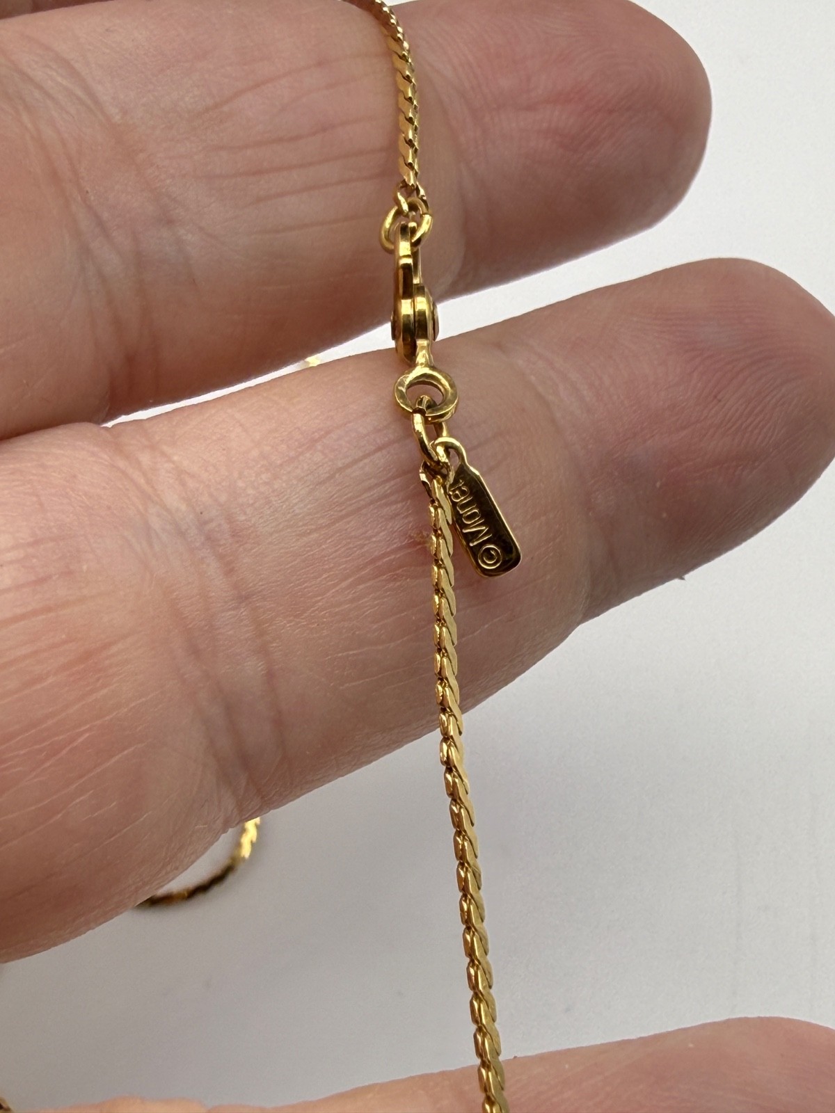 Vintage Monet Necklace 20″ Gold Tone Flat Snake Chain w/ Sister Clasp