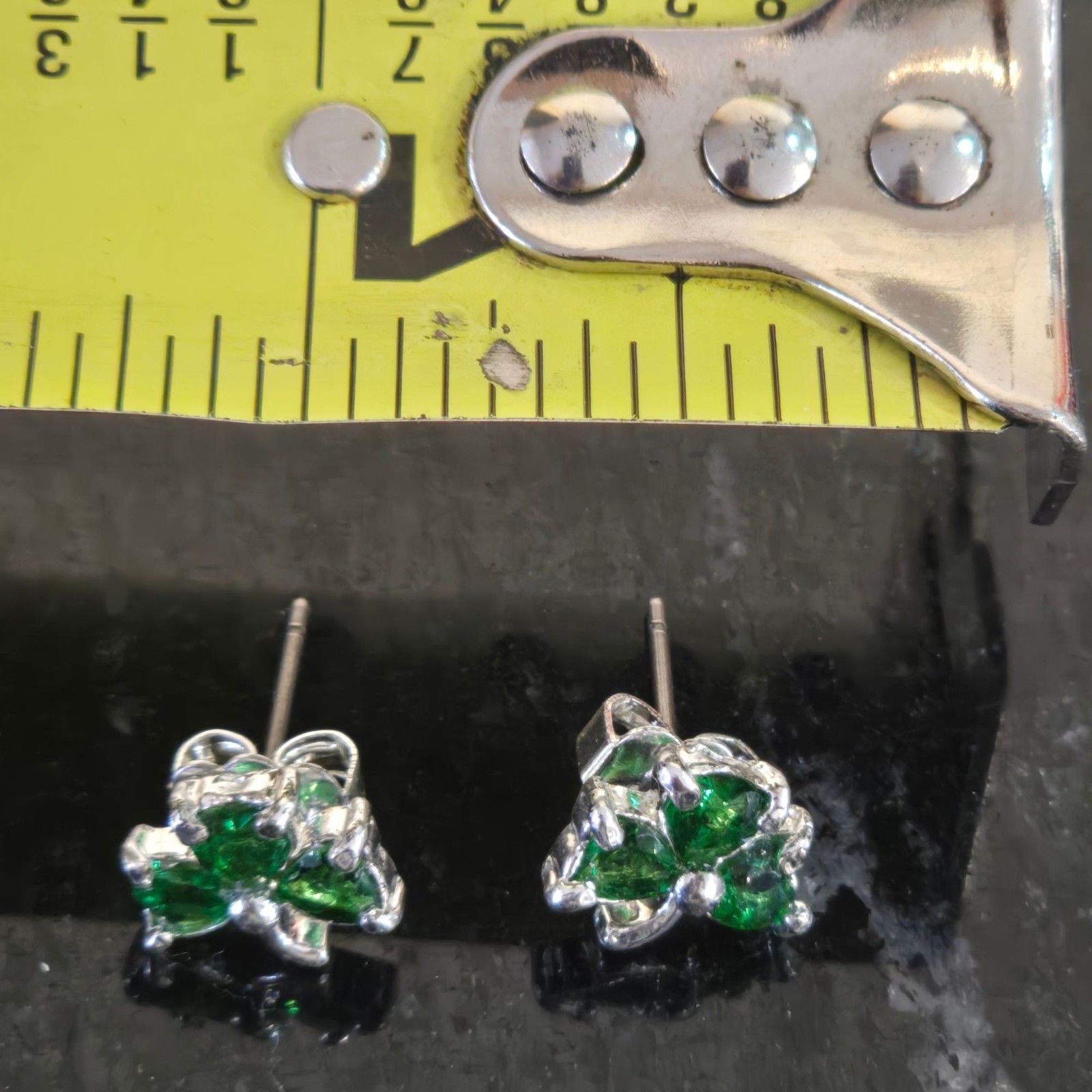 Vintage Avon Shamrock Earrings St. Patty’s Day Dainty Jewelry Green Rhinestones