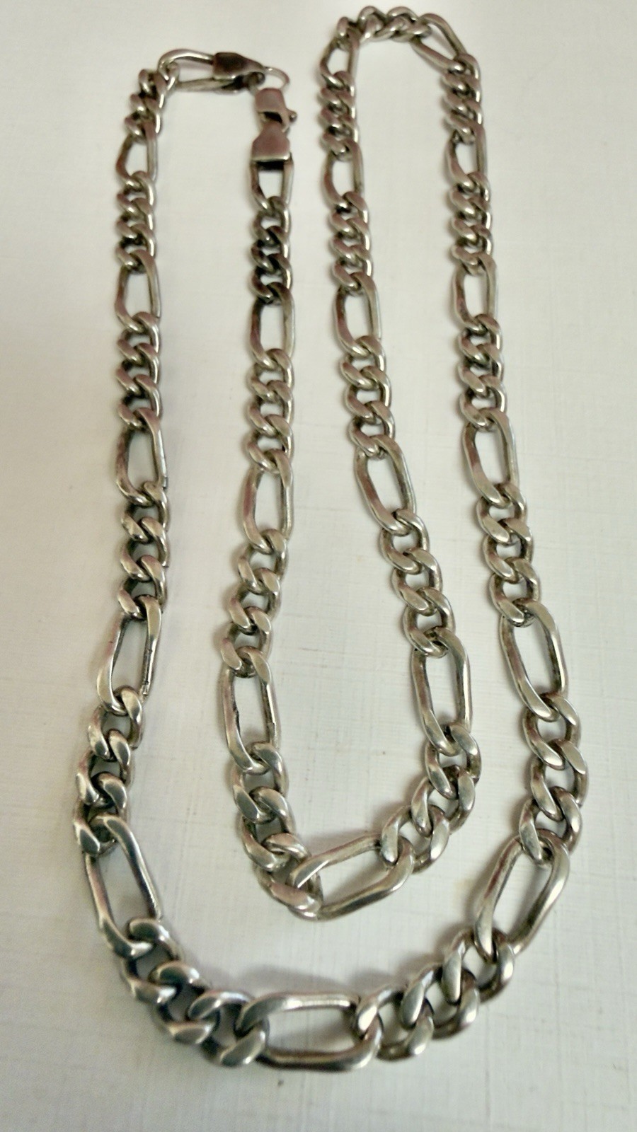 925 Sterling Silver Figaro Chain- 20″ – 50.5 cm -27g Vintage East European #1931