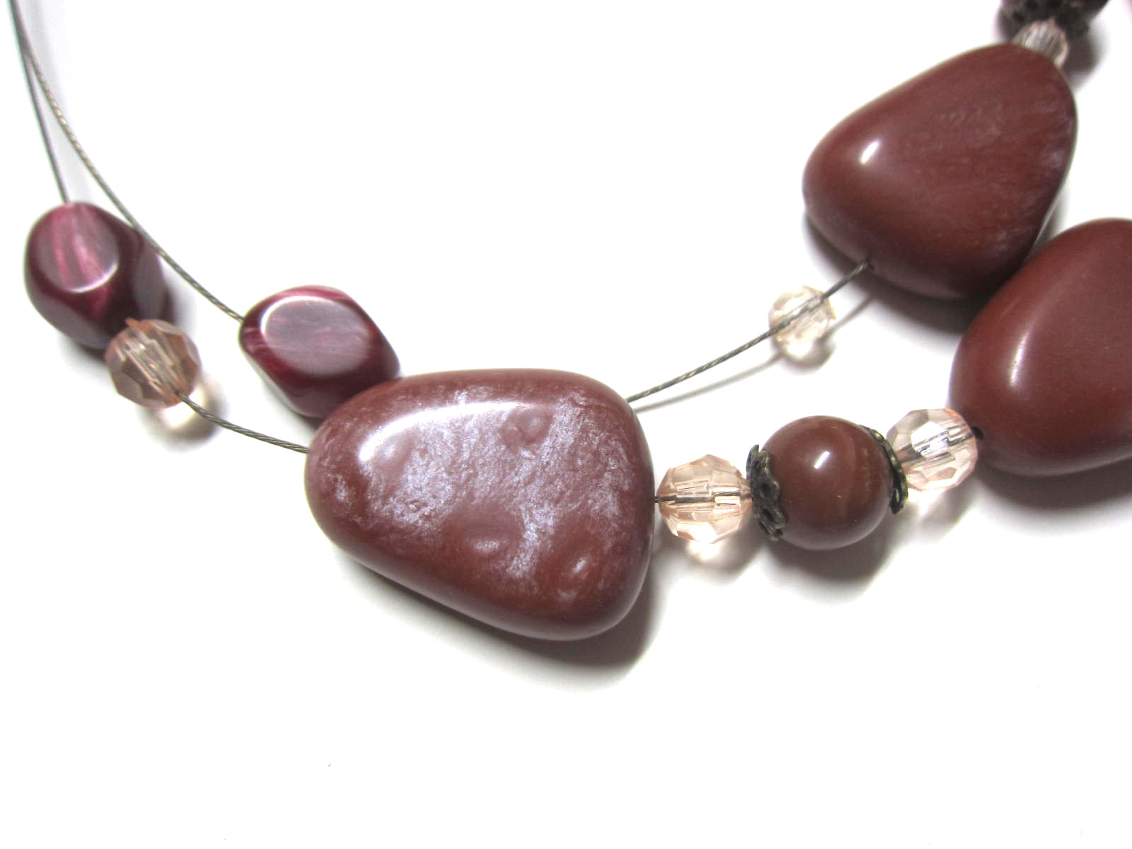 Chunky Beads Double Strand Layered Necklace Costume Jewelry Vintage