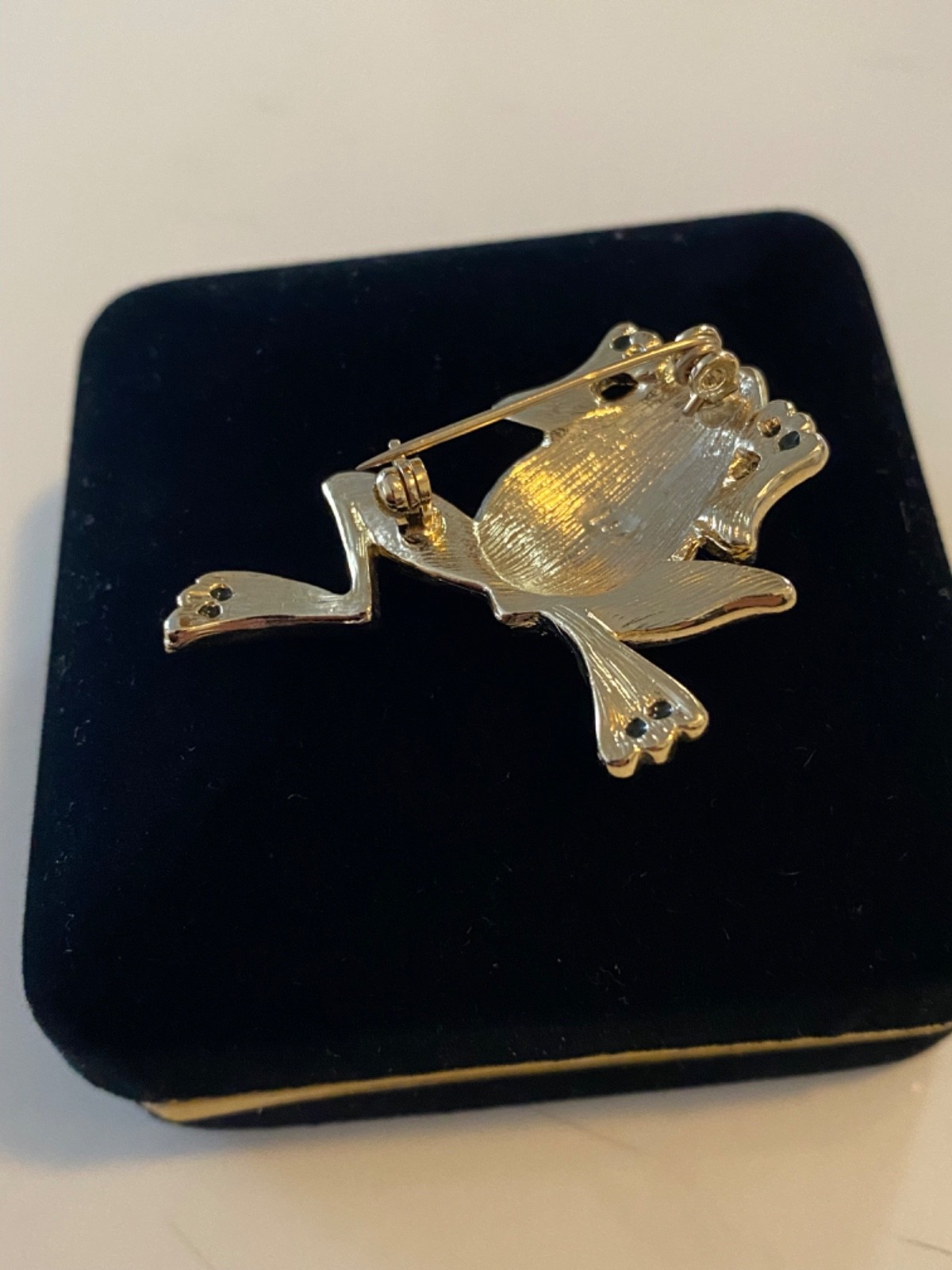 frog brooch pin with a rollover safety clasp
