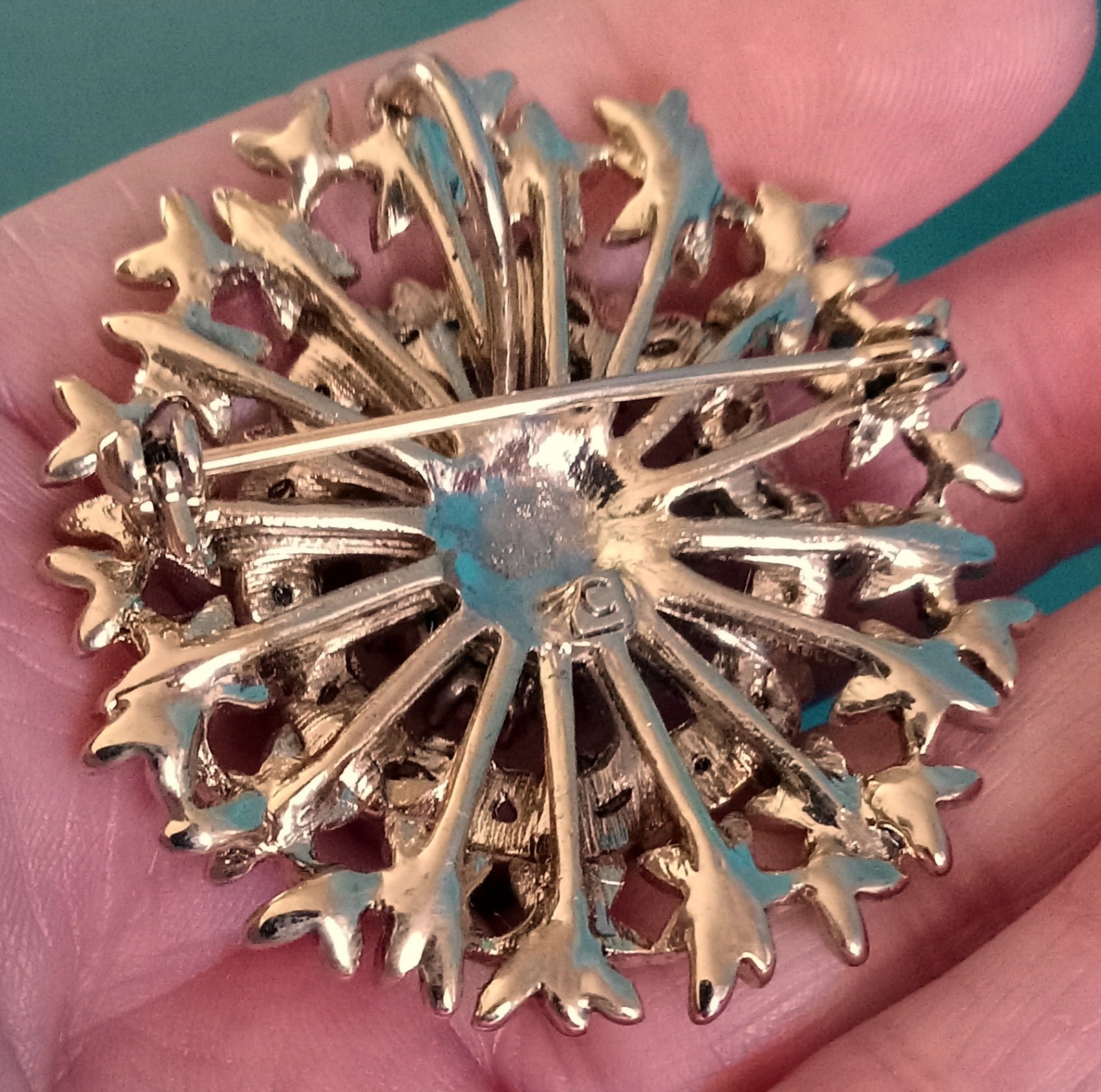Vintage Liz Claiborne AB Rhinestone Floral Brooch Pin & Bail Pendant STUNNING!