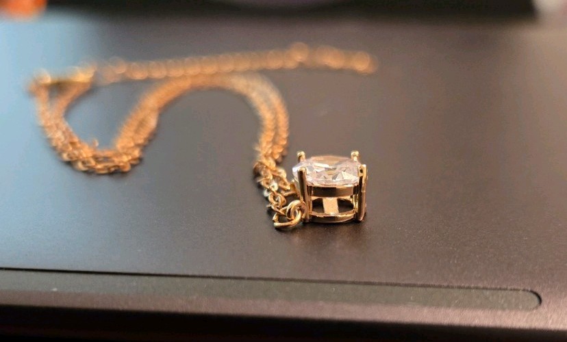 Vintage Goldtone CZ Solitaire Necklace