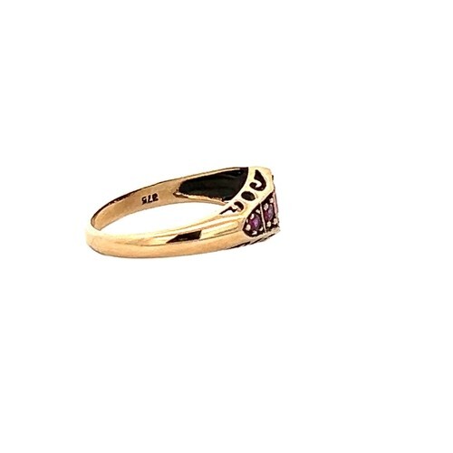 Vintage Red Ruby .78tcw 5 stone Boat ring band 9 karat yellow gold sz 6.75