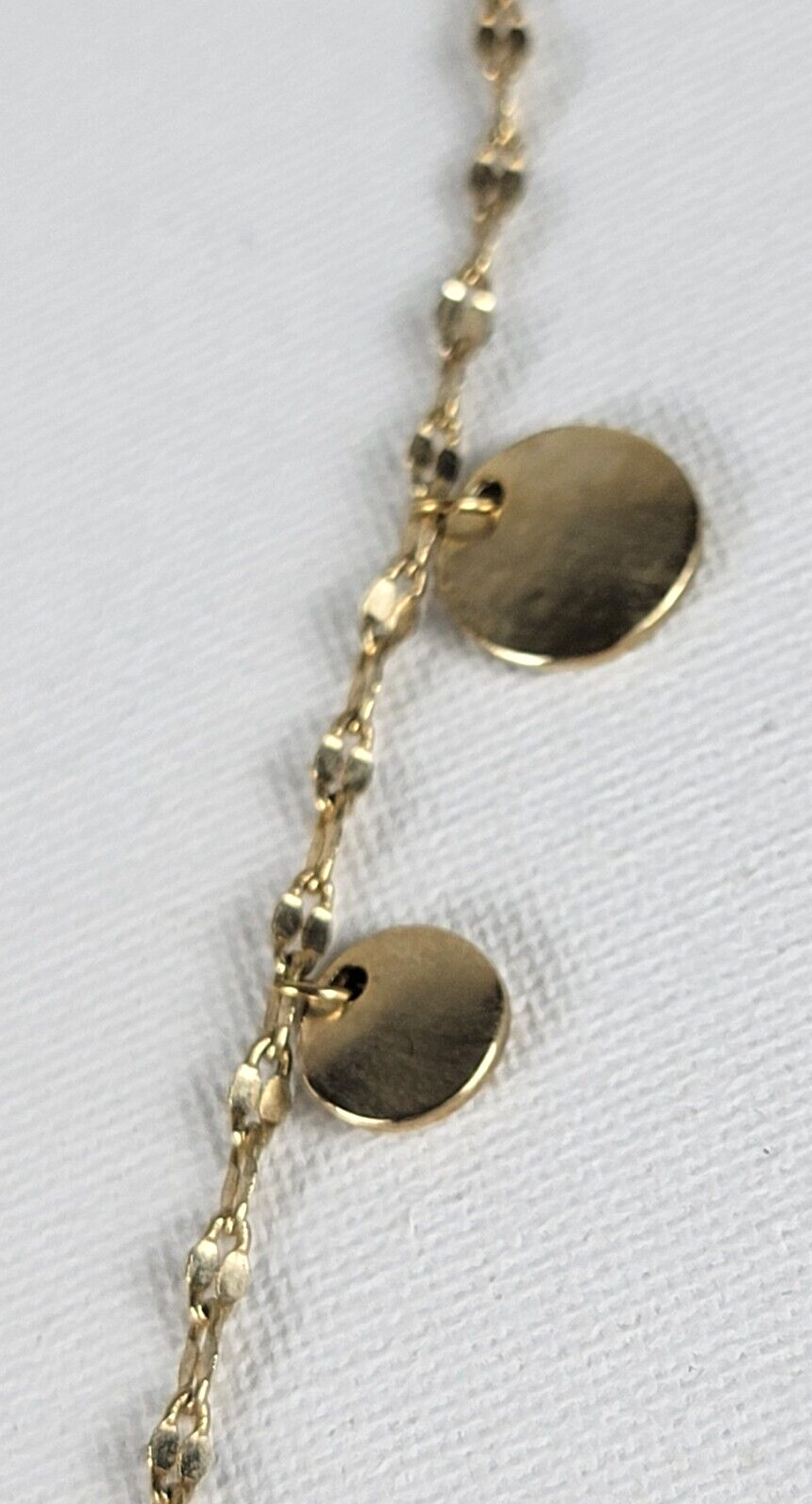 Vintage 18K Gold Plated Circle Charm Station Necklace 16″ Spring Ring Clasp