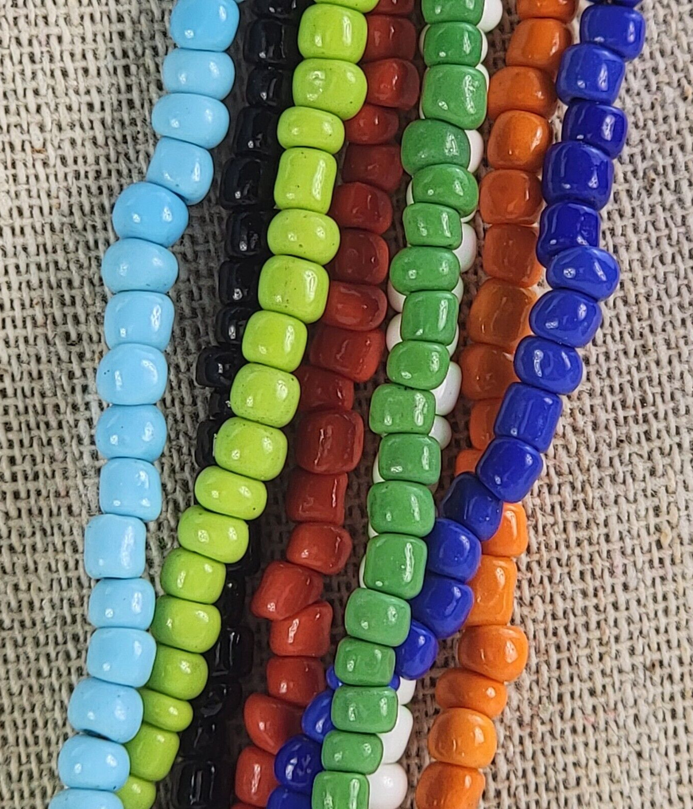 Vintage Multicolor Multi-Strand Beaded Necklace 19 in Toggle Clasp Acrylic Boho