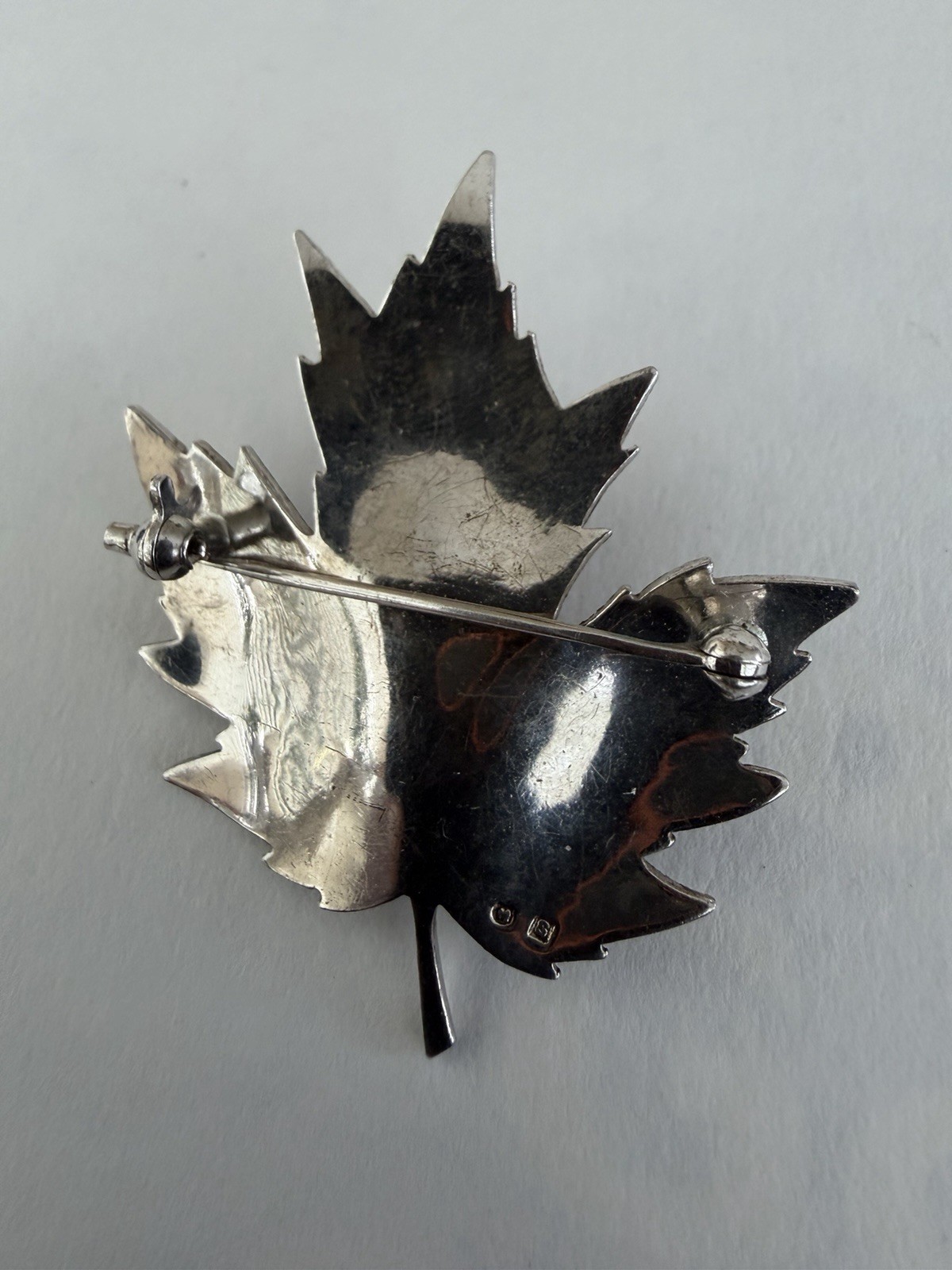 Authentic Mikimoto Vintage Maple Leaf Brooch With Akoya Pearl,Sterling Silver