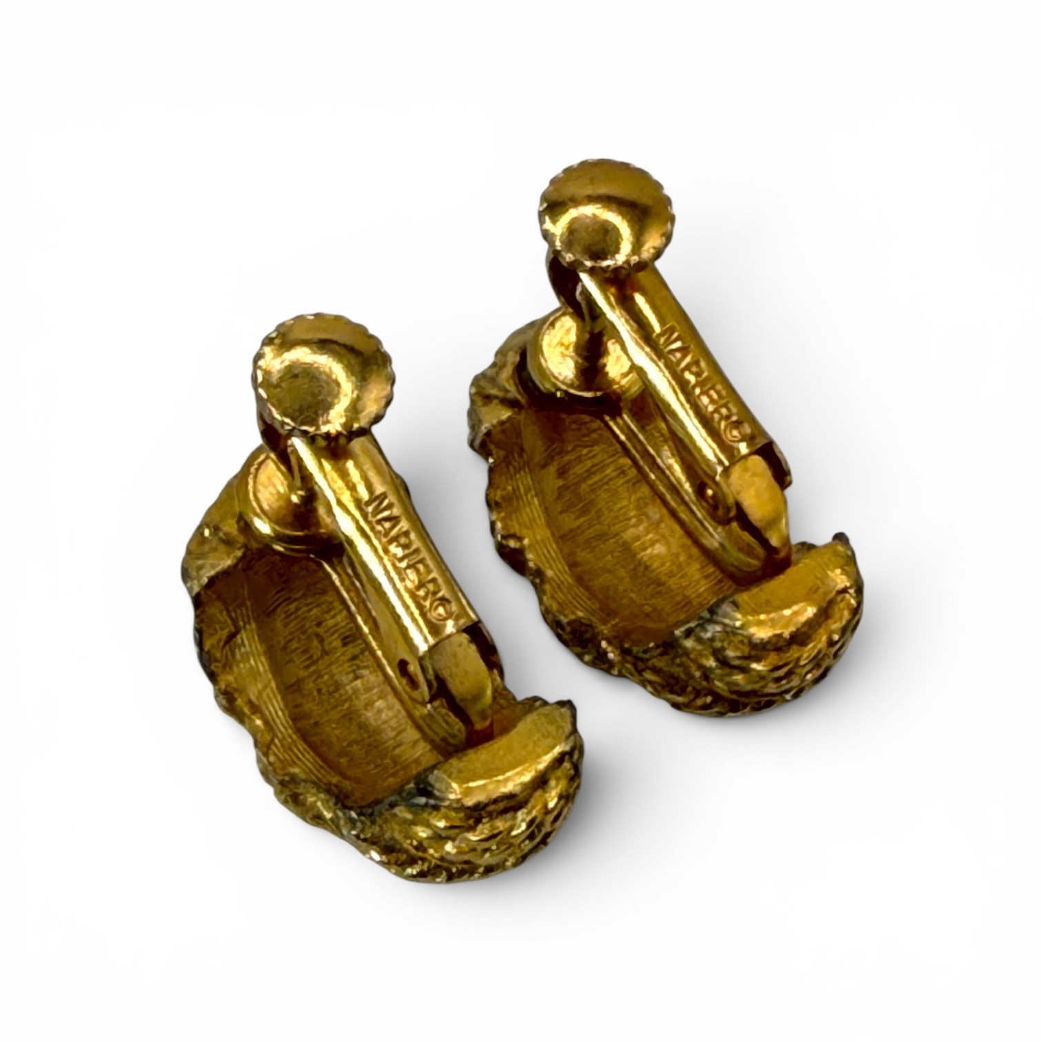 Vintage Napier Convertible Gold Tone Clip Earrings Hoop Door Knocker Signed