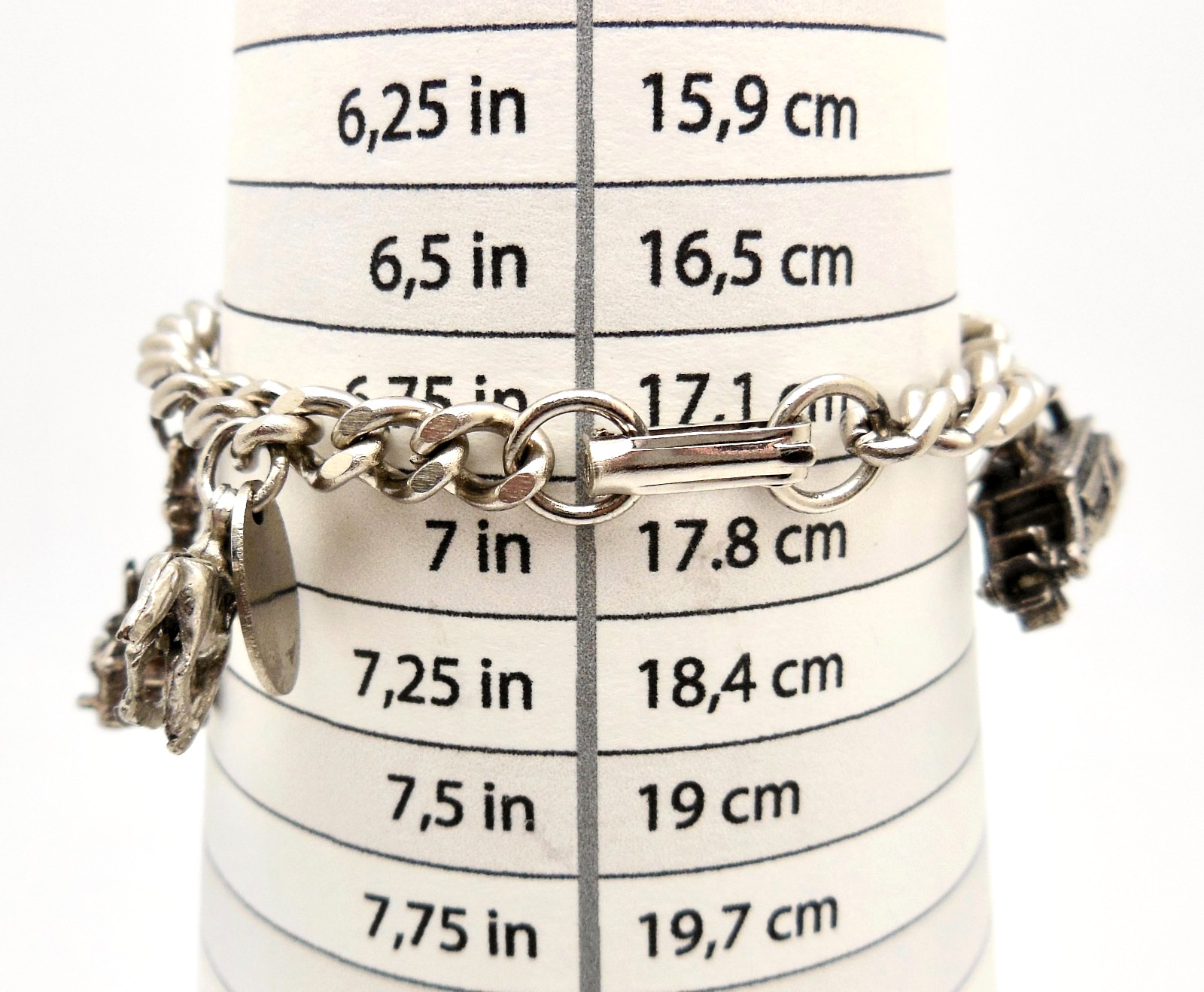 Vintage Sterling Silver State Travel Souvenir Charms 6.5″ Bracelet 28g