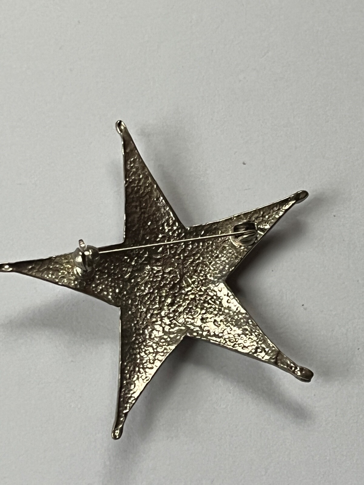 Vintage Large Etched Star w Pinched Ends Brooch Pin – 2 and 3/8th’s inches in