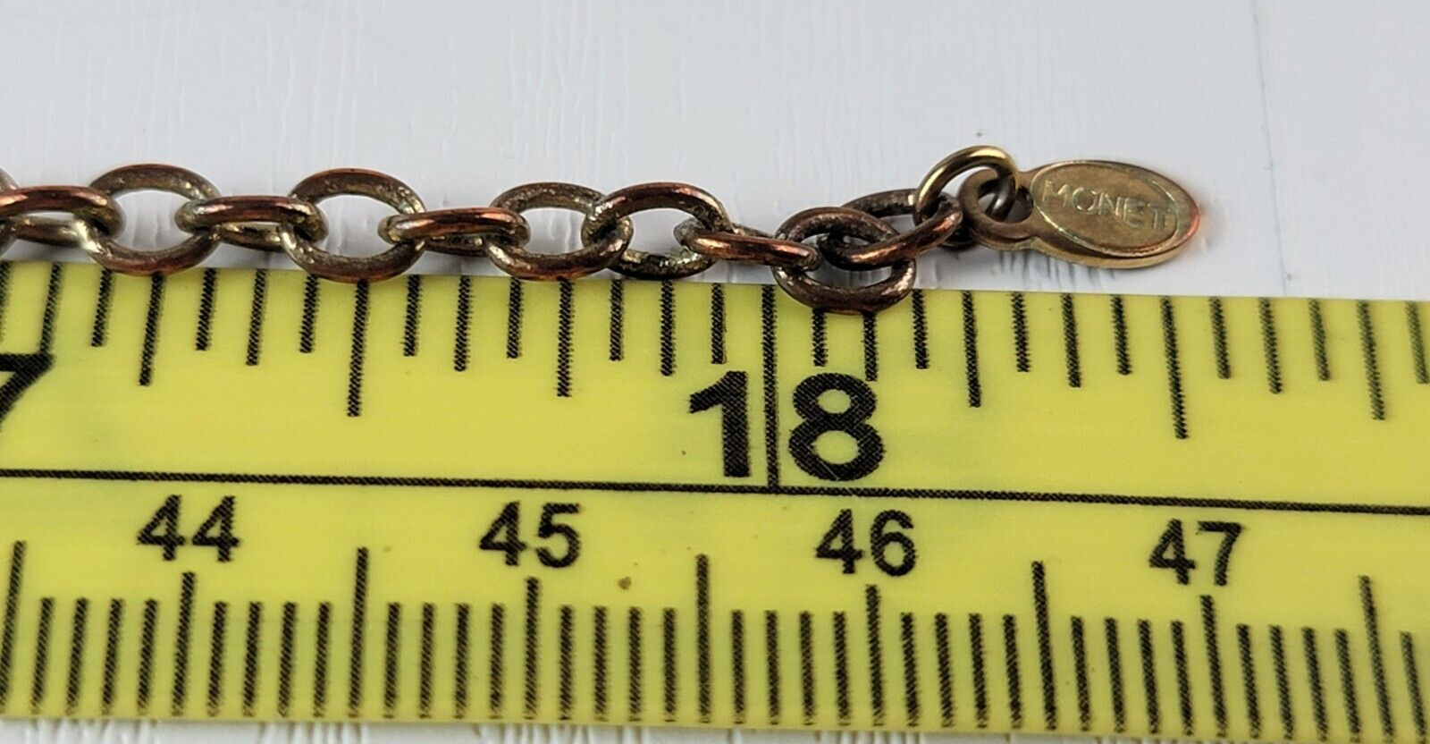 Vintage Monet Gold-Tone Clear Rhinestones Bead Charm Station Necklace 19 Inch