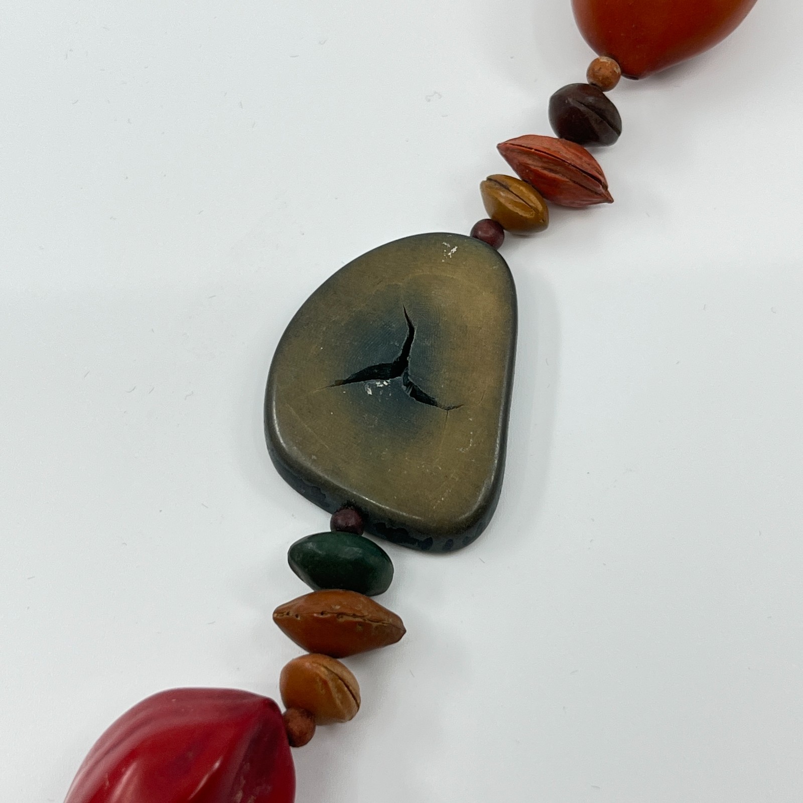Large Tagua Nut Vegetable Ivory Necklace Boho Statement Earthy Organic Jewelry