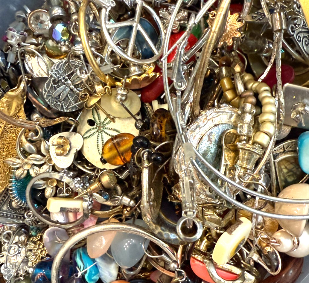 1 -2 LB LOT Of Used Costume Jewelry Vintage to Modern Wearable 15-20 Pieces