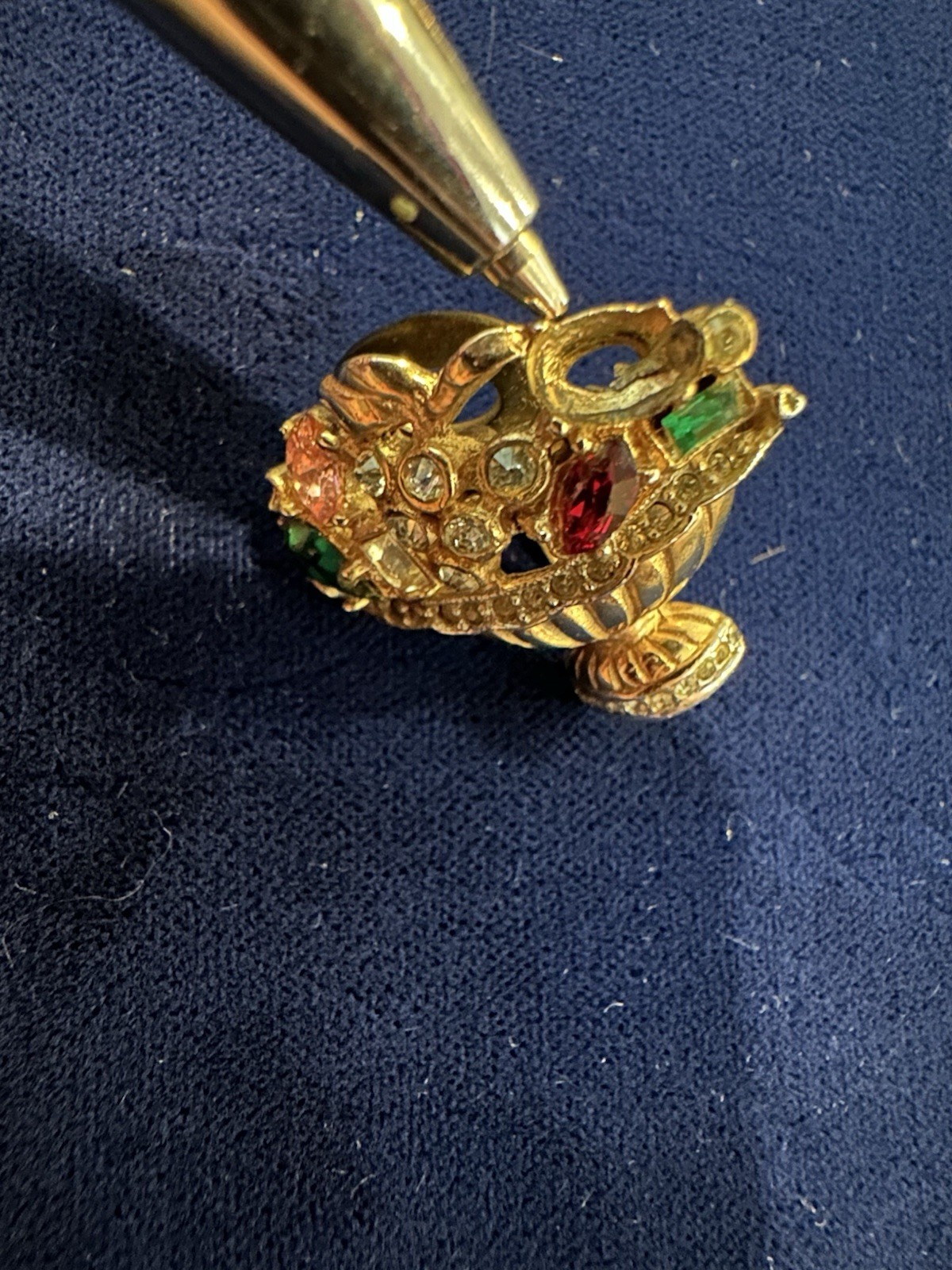 Coro Pegasus Signed Rhinestone Basket Brooch/Pin & Earrings Set Amazing READ